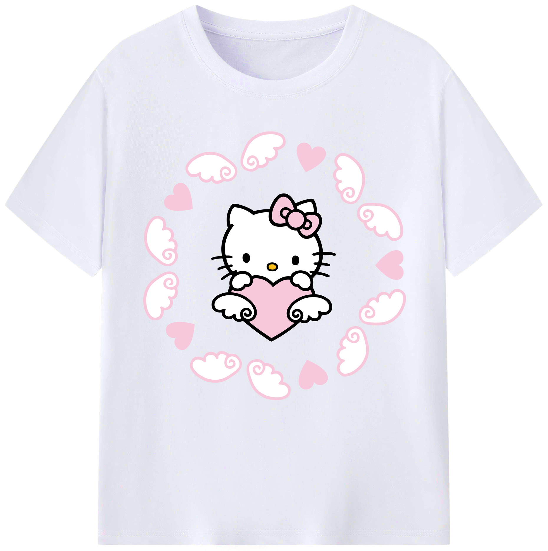 （画像用） Hello Kitty ハローキティ レディースカジュアルプリントTシャツ（綿100％）