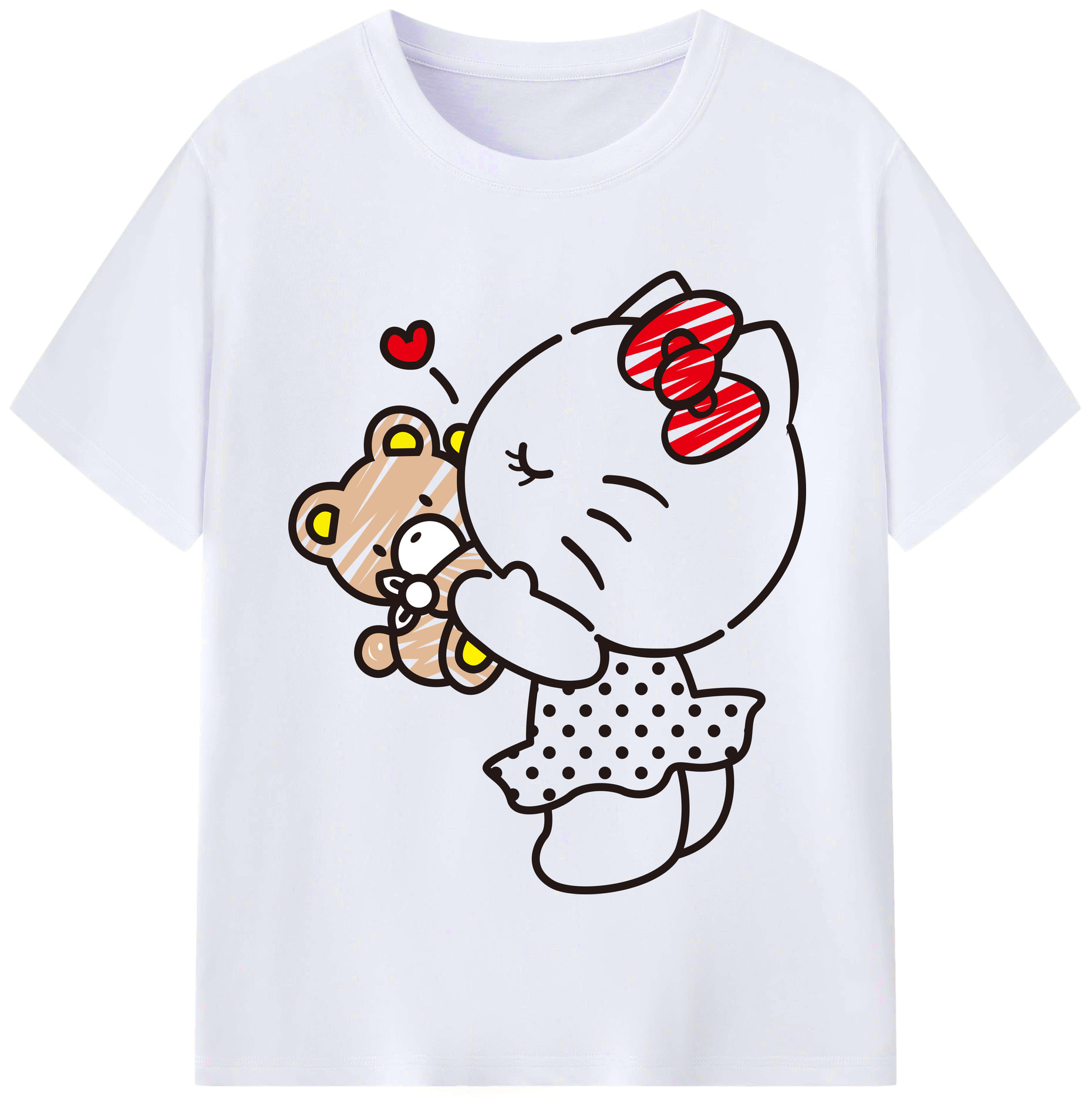 （画像用） Hello Kitty ハローキティ レディースカジュアルプリントTシャツ（綿100％）