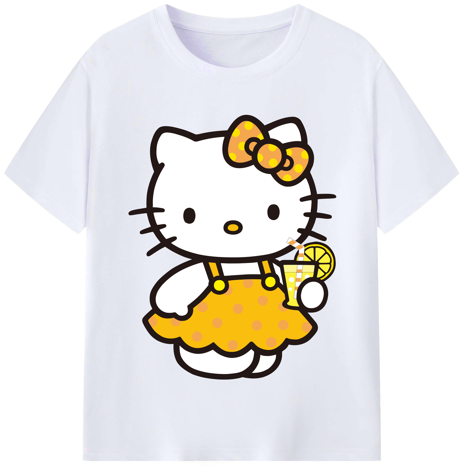 （画像用） Hello Kitty ハローキティ レディースカジュアルプリントTシャツ（綿100％）