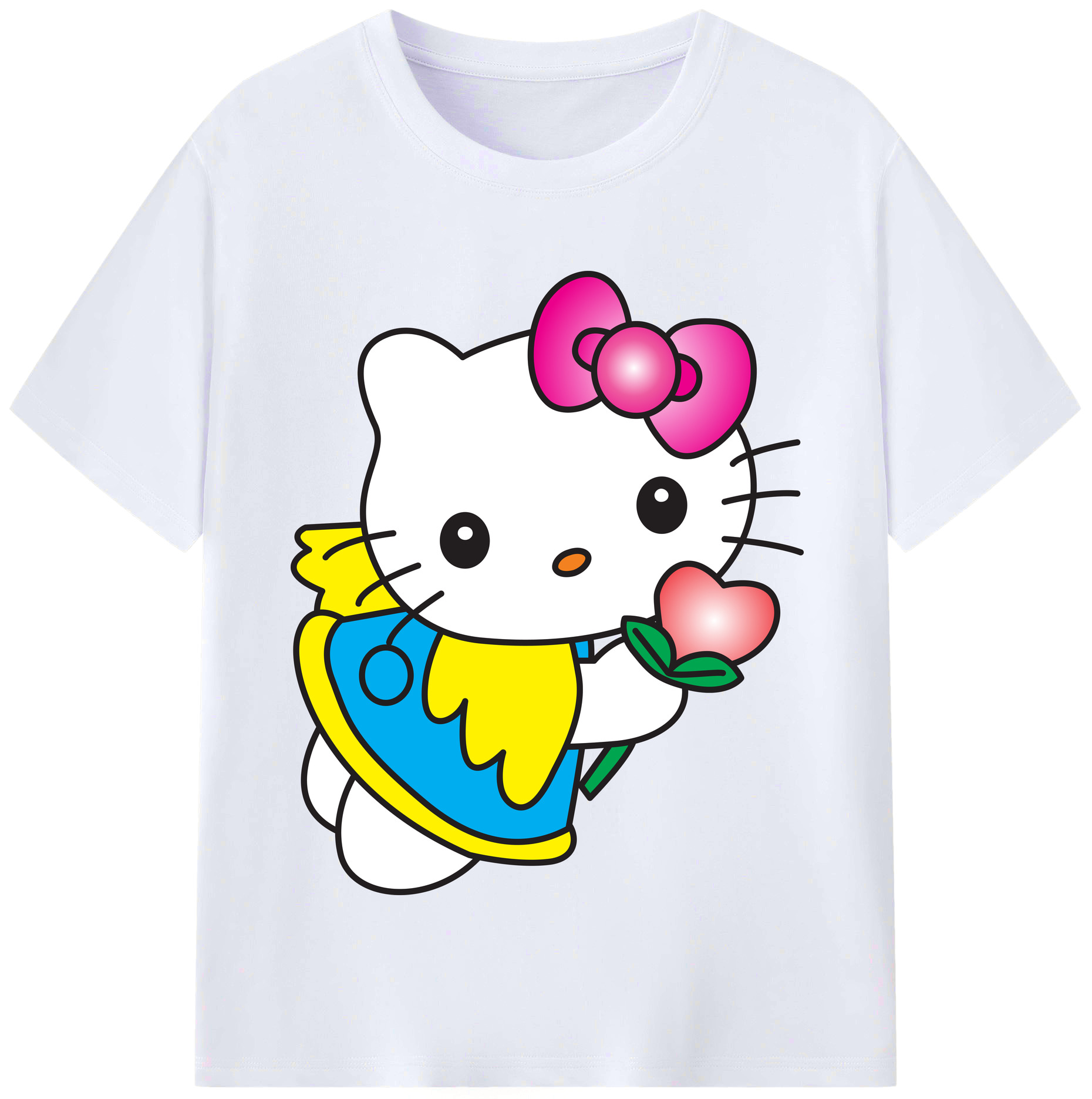 （画像用） Hello Kitty ハローキティ レディースカジュアルプリントTシャツ（綿100％）