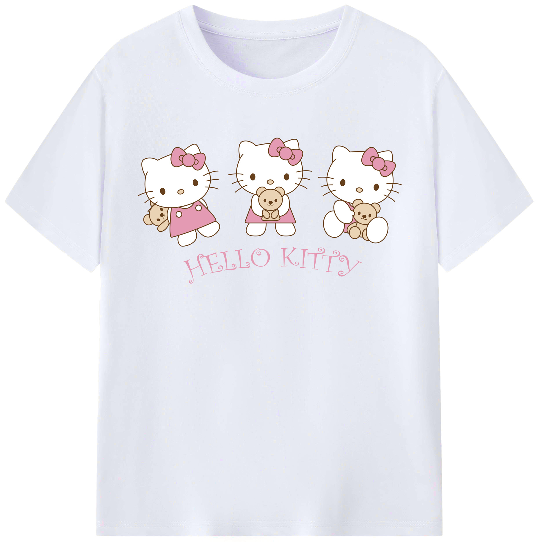 （画像用） Hello Kitty ハローキティ レディースカジュアルプリントTシャツ（綿100％）