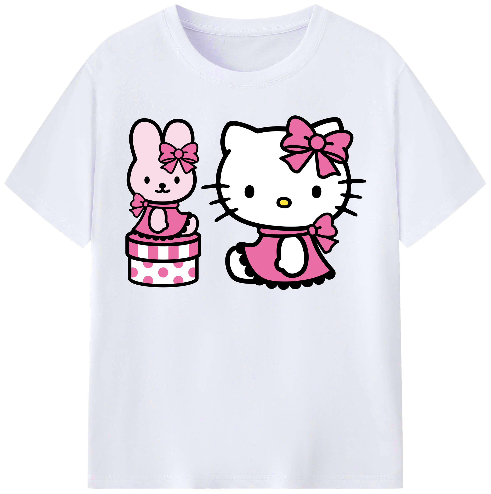 （画像用） Hello Kitty ハローキティ レディースカジュアルプリントTシャツ（綿100％）