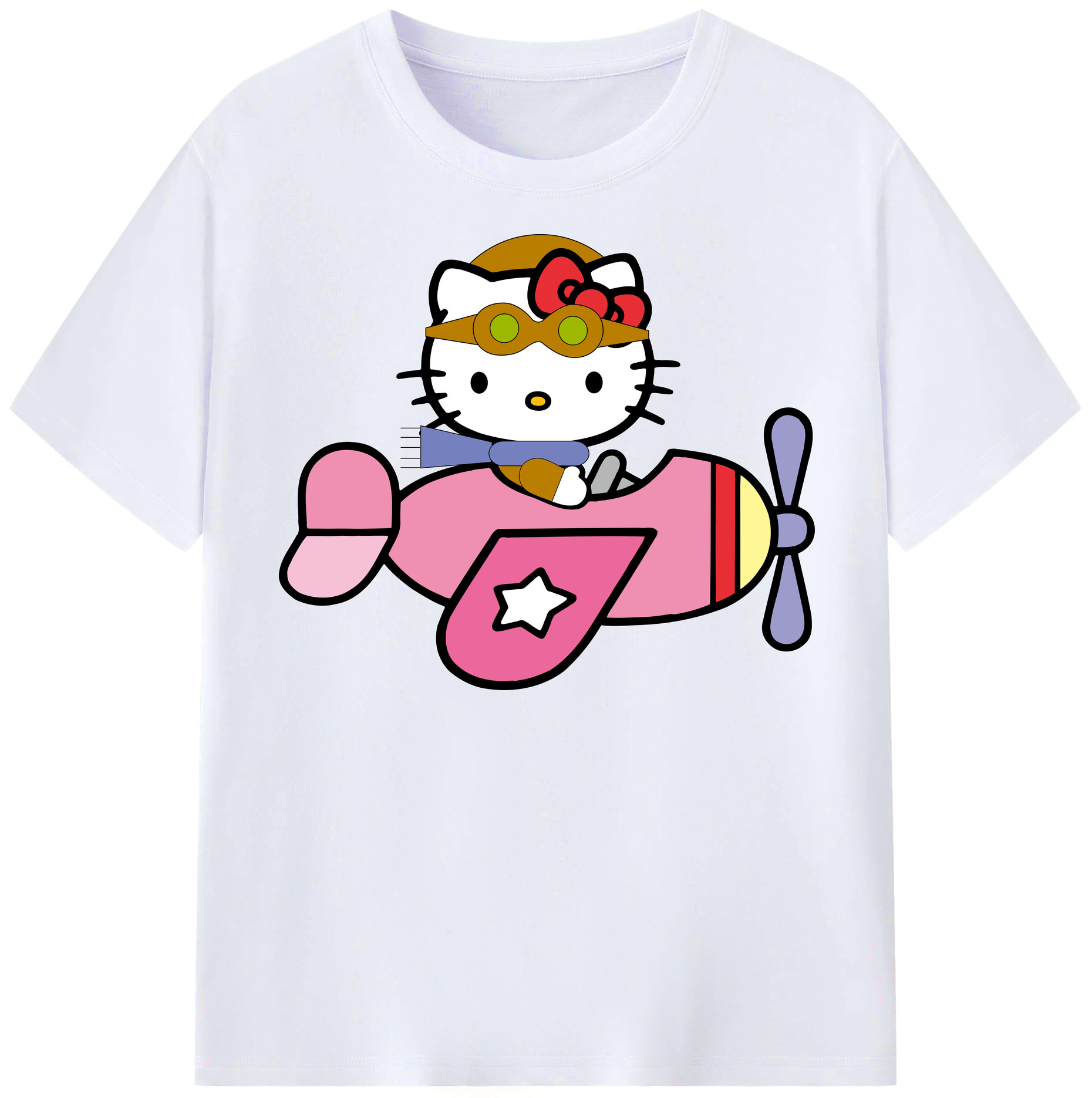 （画像用） Hello Kitty ハローキティ レディースカジュアルプリントTシャツ（綿100％）