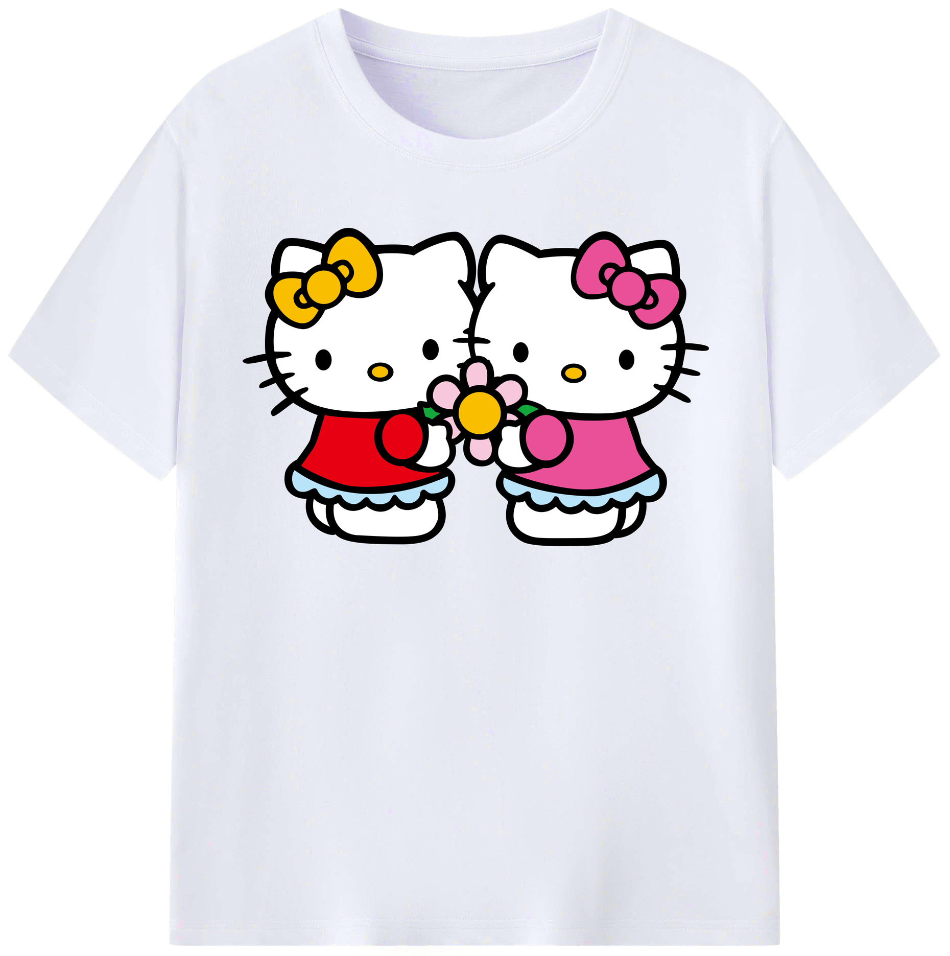 （画像用） Hello Kitty ハローキティ レディースカジュアルプリントTシャツ（綿100％）