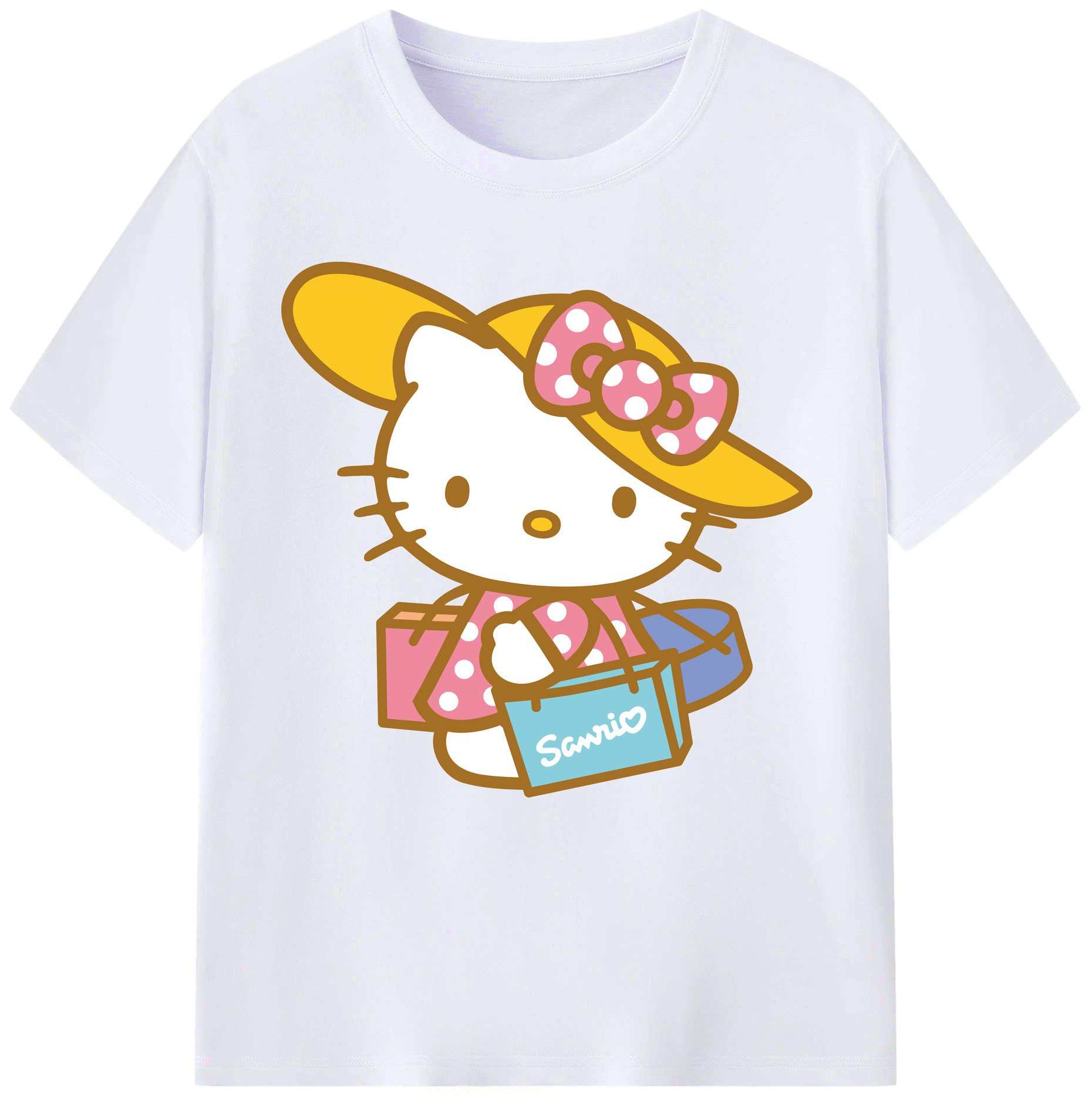 （画像用） Hello Kitty ハローキティ レディースカジュアルプリントTシャツ（綿100％）