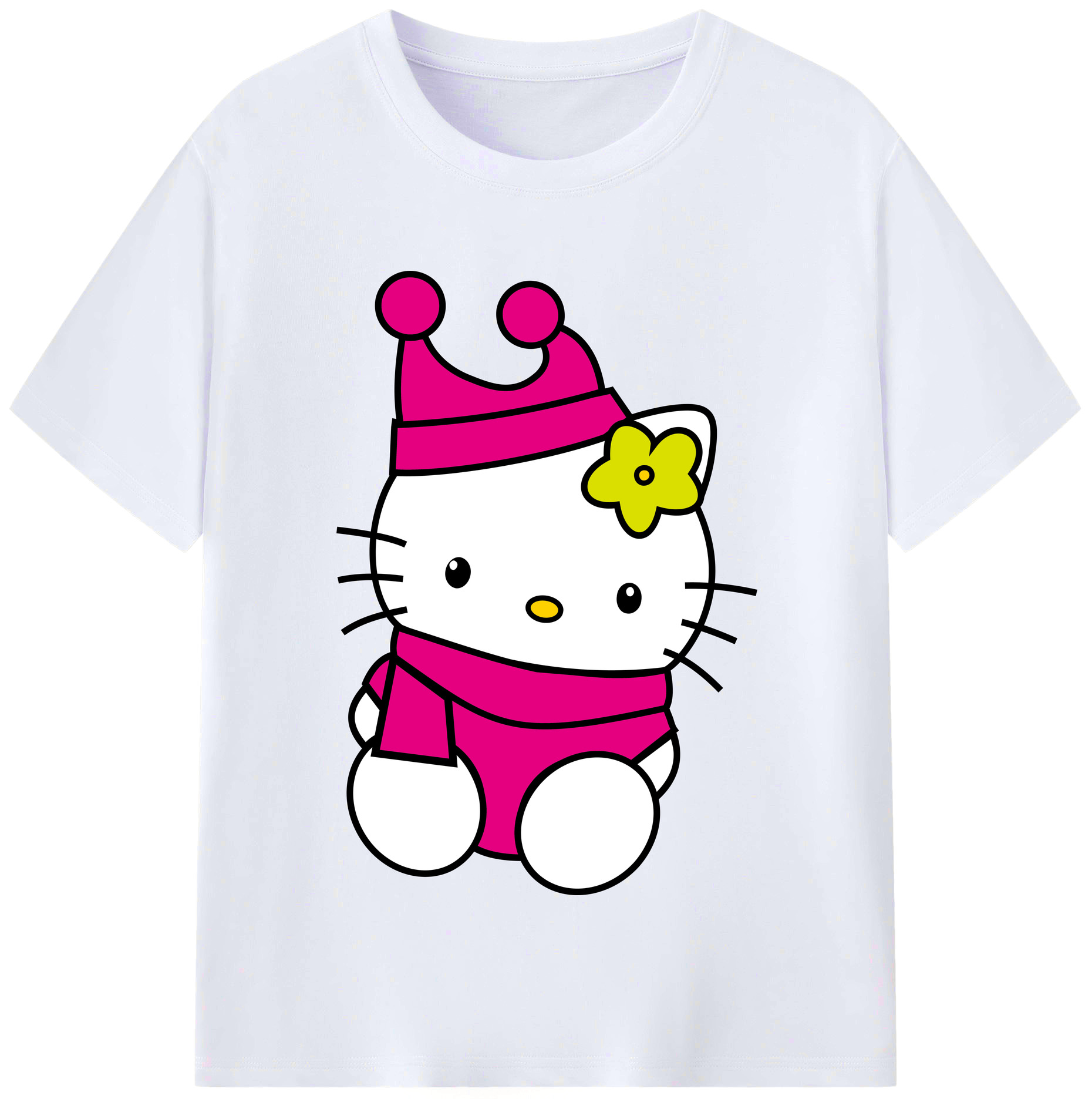 （画像用） Hello Kitty ハローキティ レディースカジュアルプリントTシャツ（綿100％）