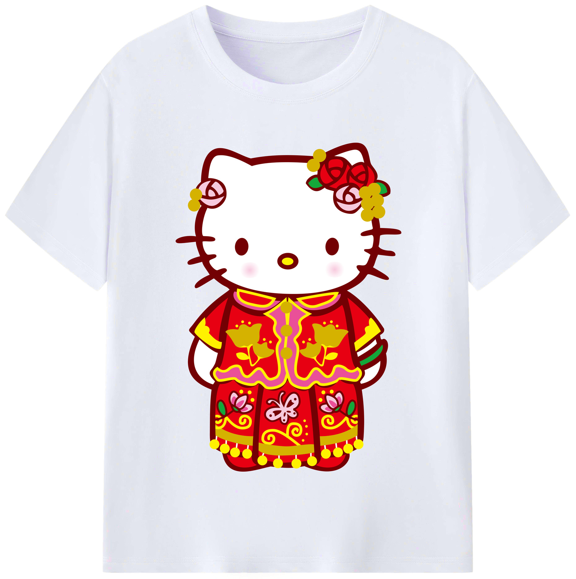 （画像用） Hello Kitty ハローキティ レディースカジュアルプリントTシャツ（綿100％）