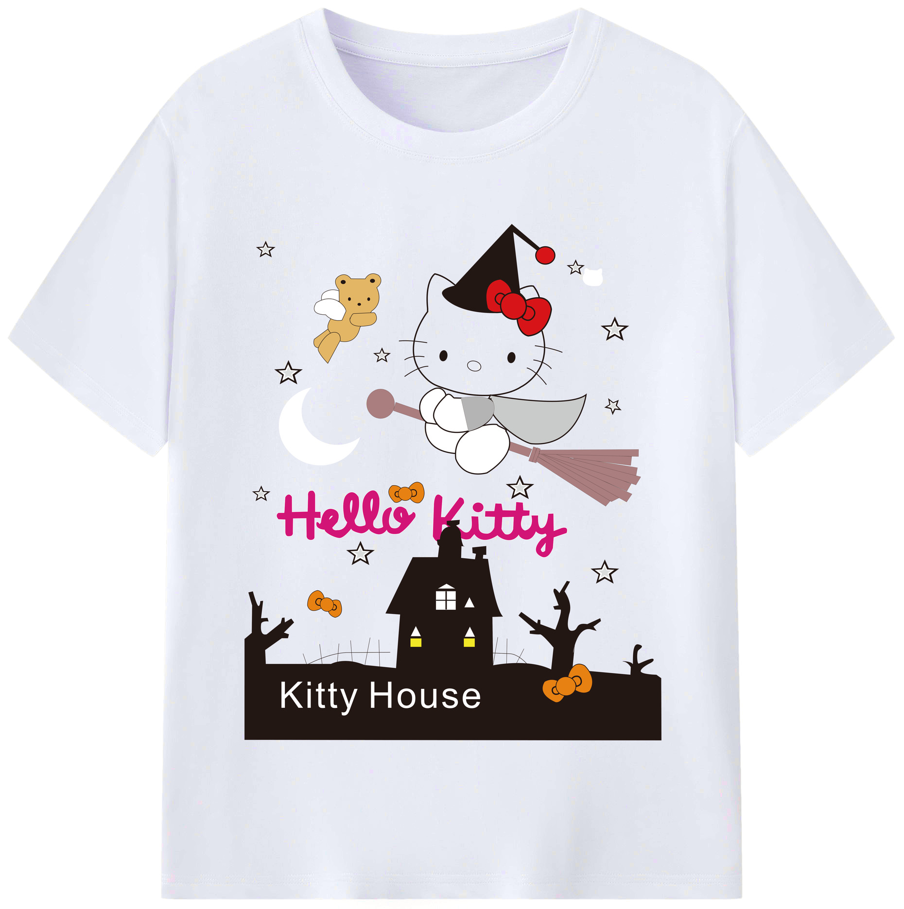 （画像用） Hello Kitty ハローキティ レディースカジュアルプリントTシャツ（綿100％）