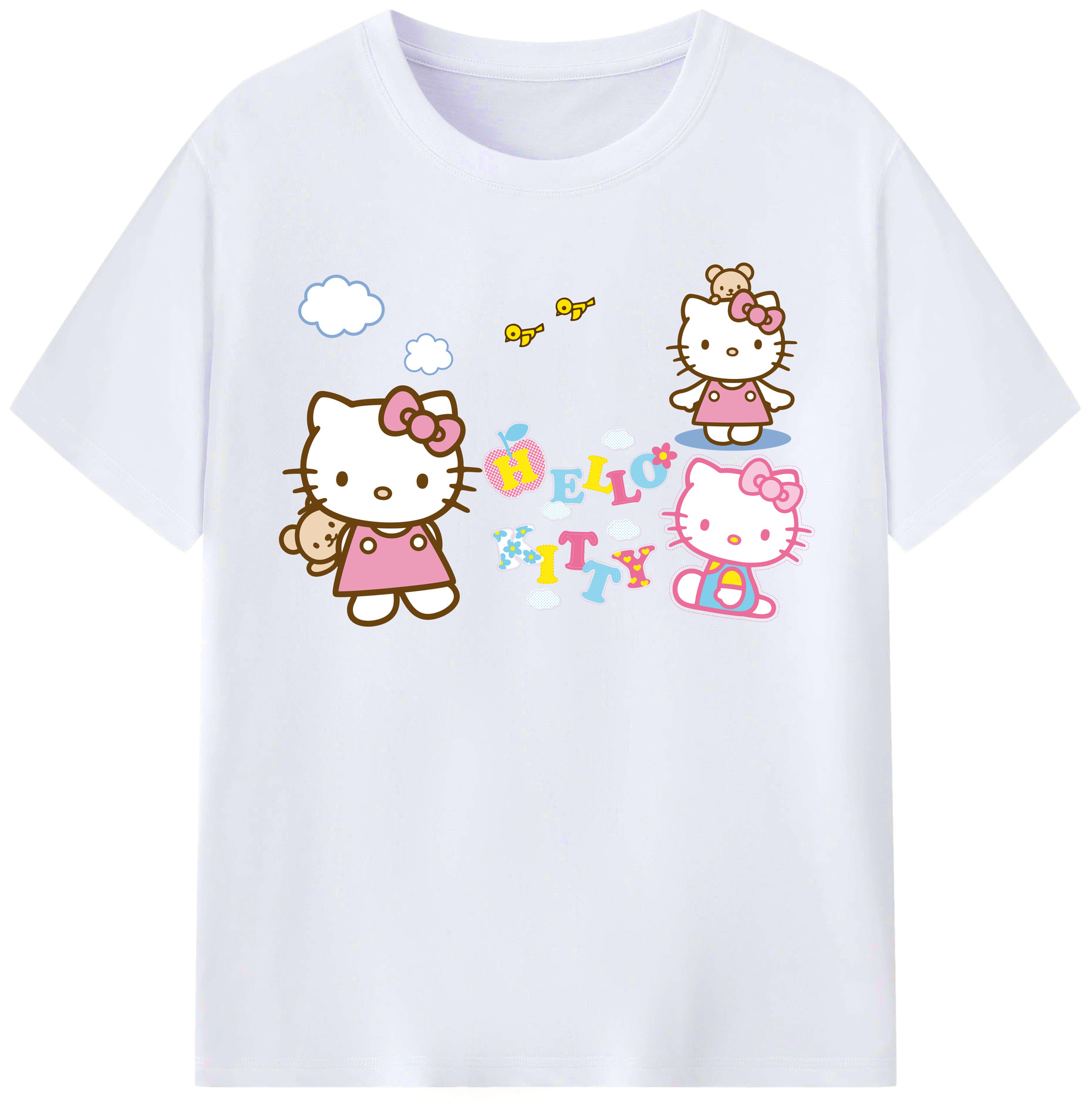 （画像用） Hello Kitty ハローキティ レディースカジュアルプリントTシャツ（綿100％）