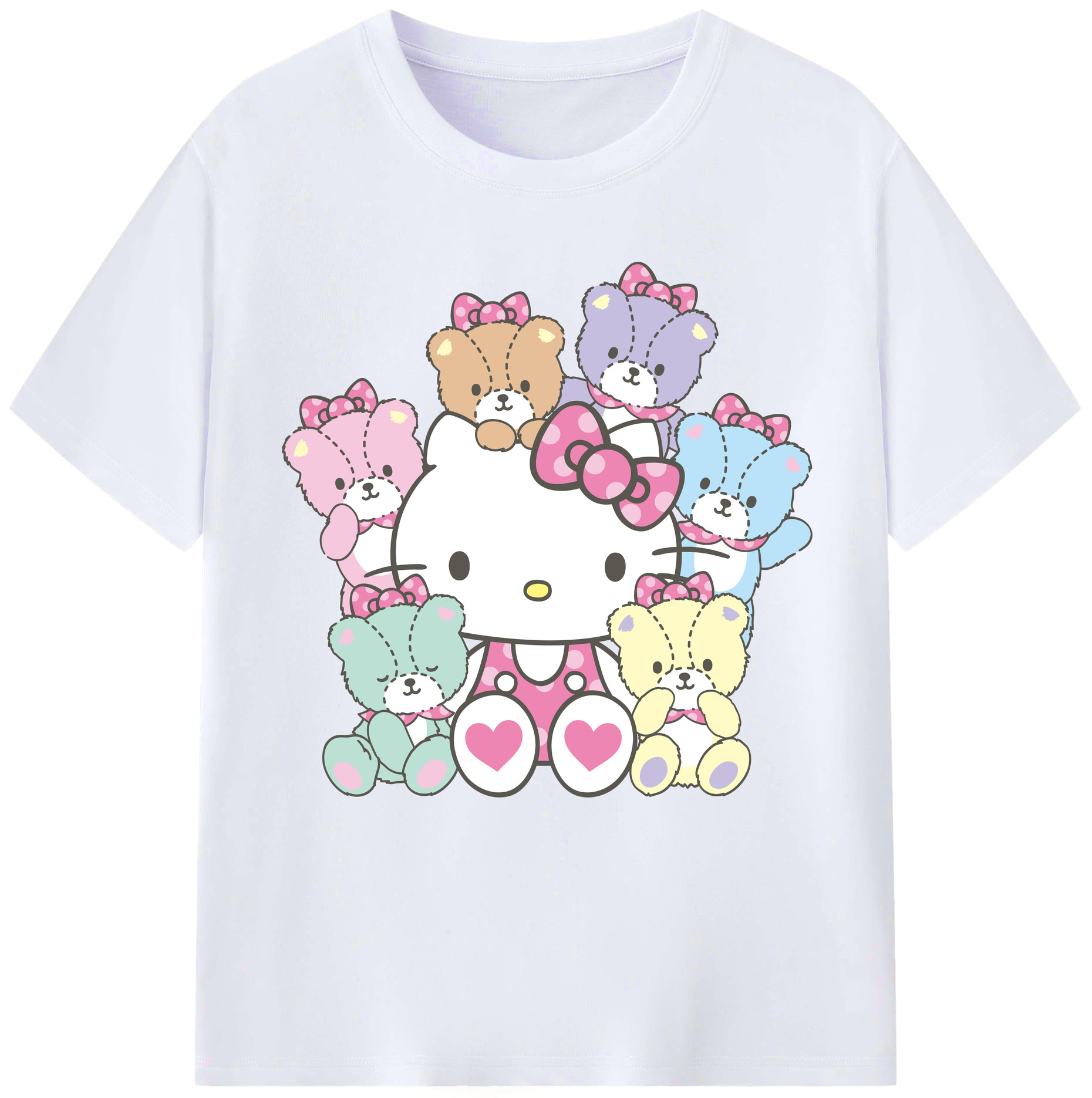 （画像用） Hello Kitty ハローキティ レディースカジュアルプリントTシャツ（綿100％）