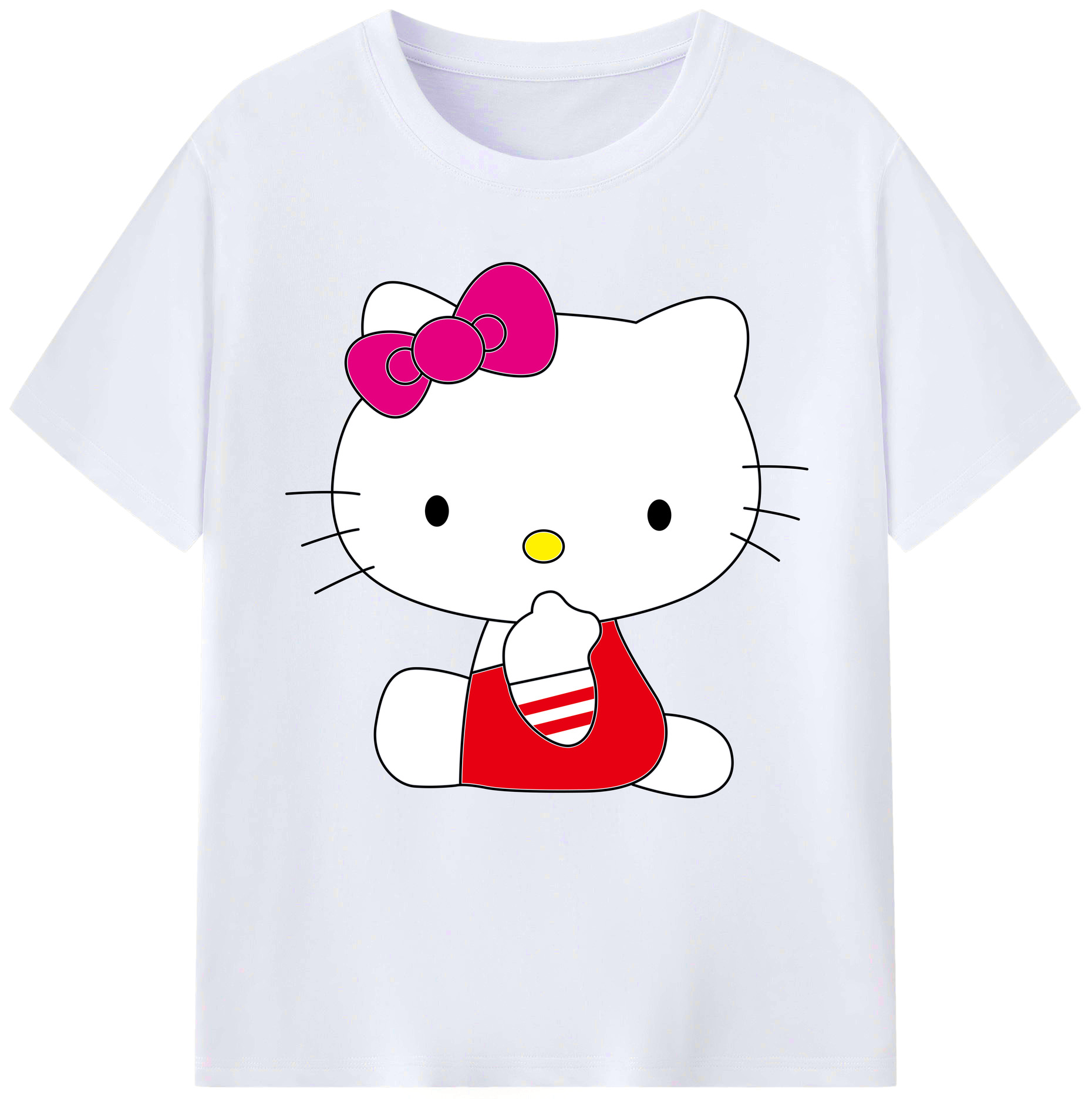 （画像用） Hello Kitty ハローキティ レディースカジュアルプリントTシャツ（綿100％）