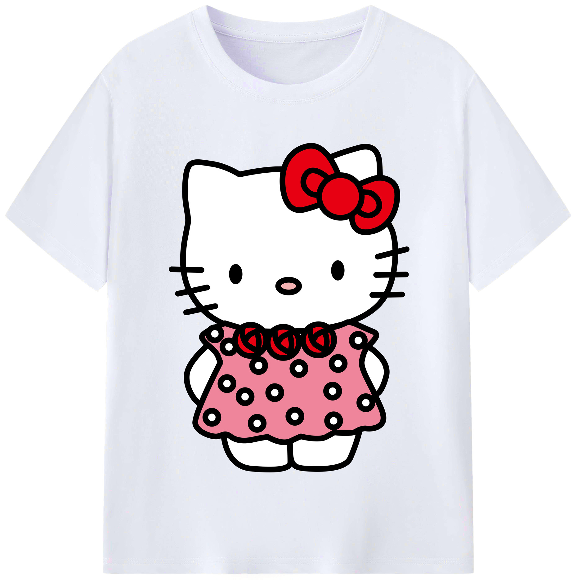 （画像用） Hello Kitty ハローキティ レディースカジュアルプリントTシャツ（綿100％）