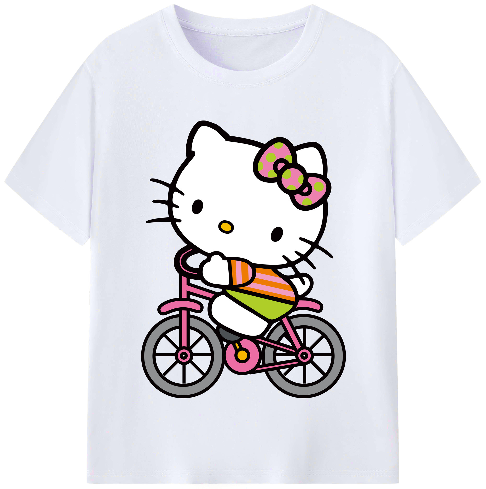 （画像用） Hello Kitty ハローキティ レディースカジュアルプリントTシャツ（綿100％）