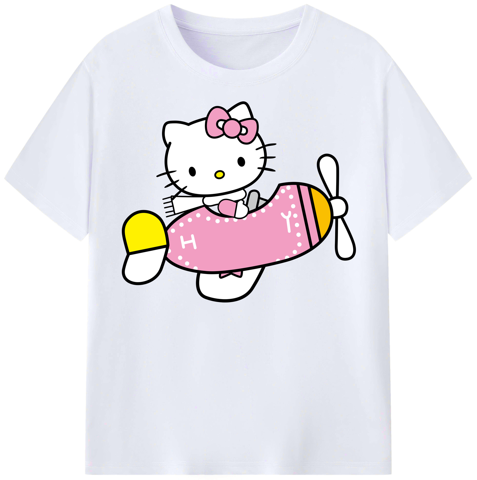 （画像用） Hello Kitty ハローキティ レディースカジュアルプリントTシャツ（綿100％）