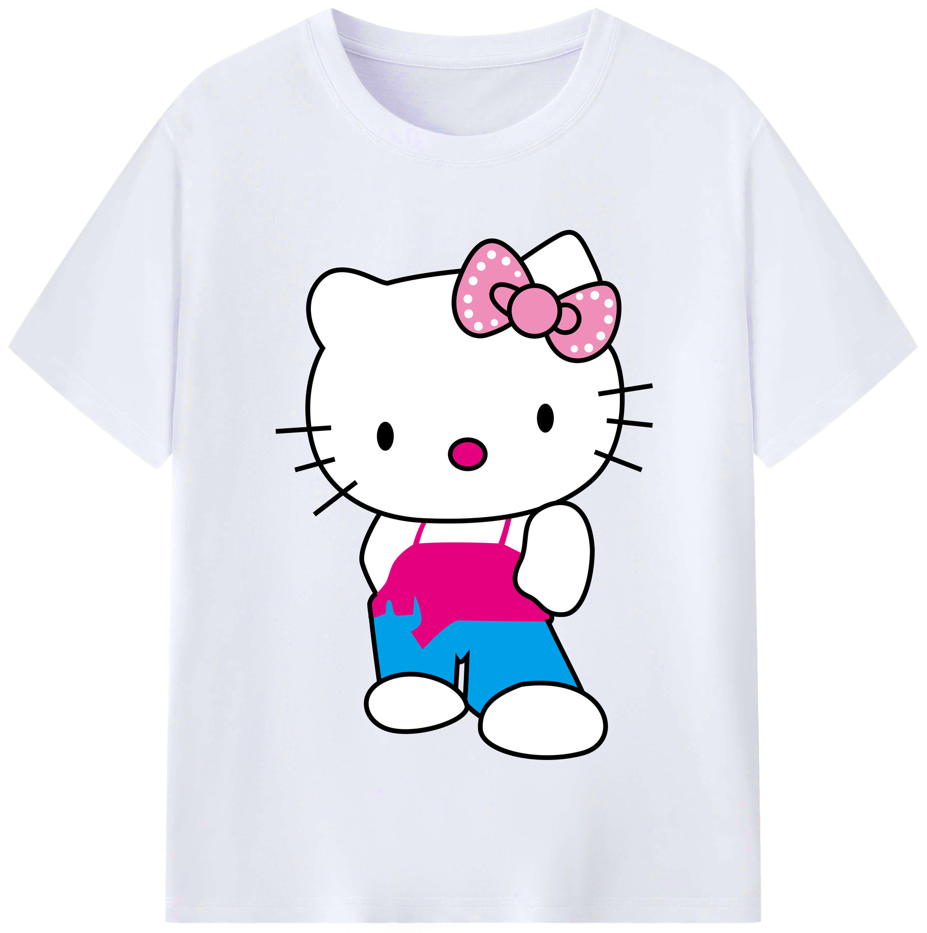 （画像用） Hello Kitty ハローキティ レディースカジュアルプリントTシャツ（綿100％）