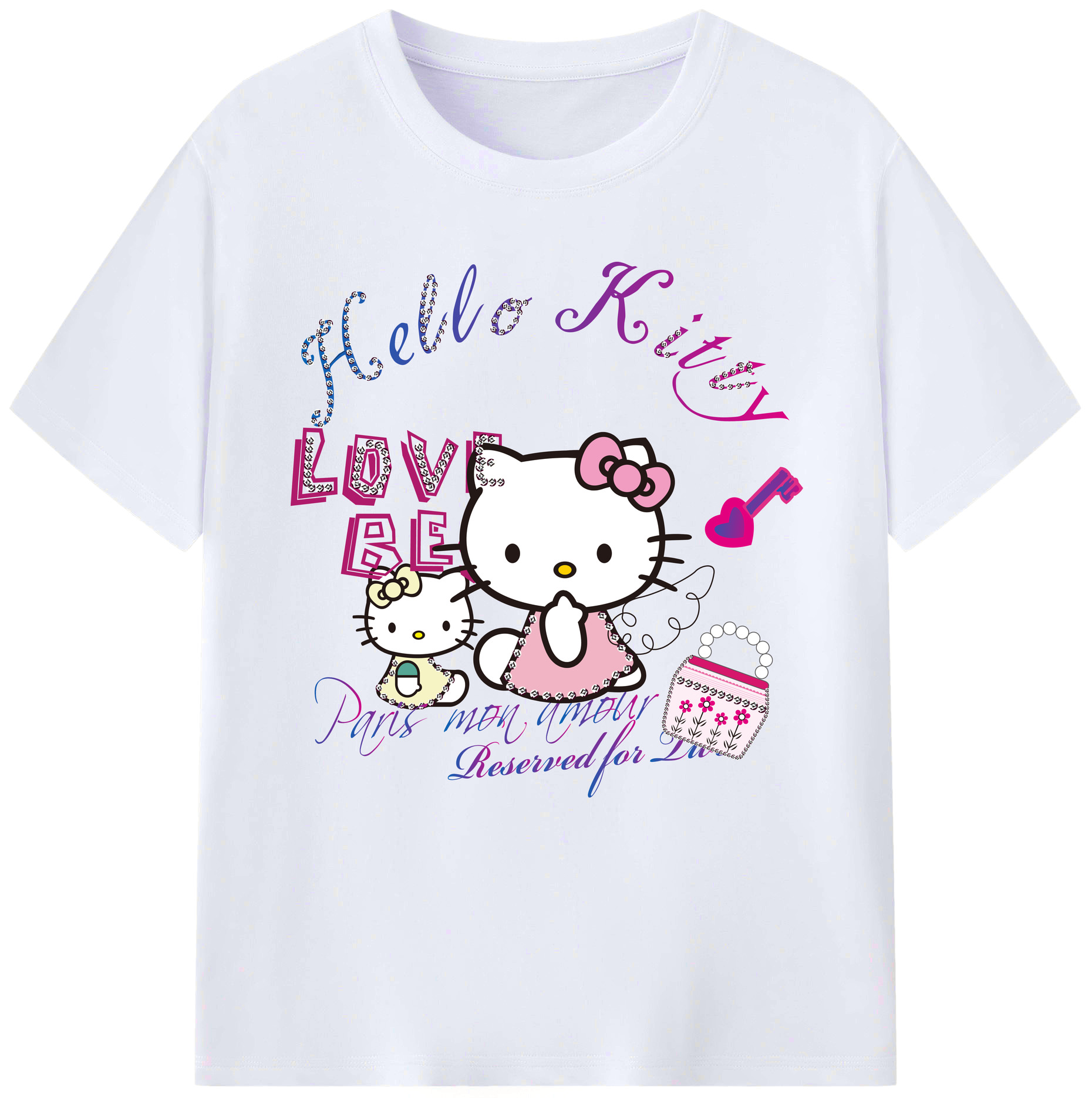 （画像用） Hello Kitty ハローキティ レディースカジュアルプリントTシャツ（綿100％）