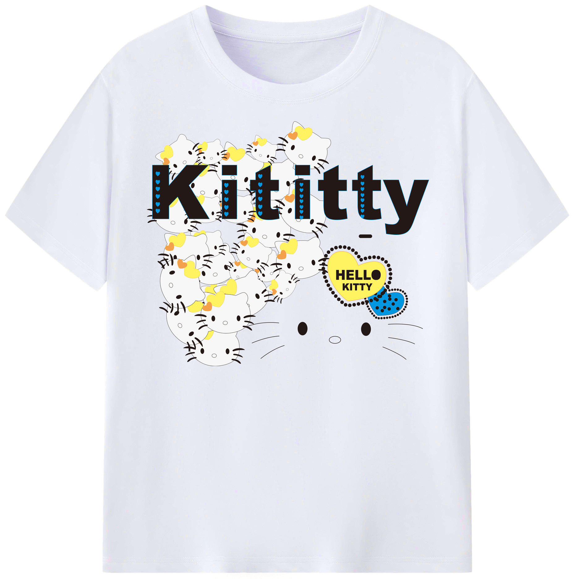 （画像用） Hello Kitty ハローキティ レディースカジュアルプリントTシャツ（綿100％）