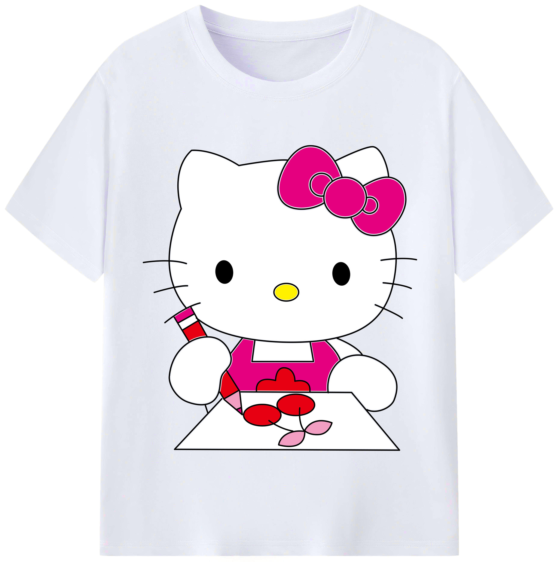 （画像用） Hello Kitty ハローキティ レディースカジュアルプリントTシャツ（綿100％）