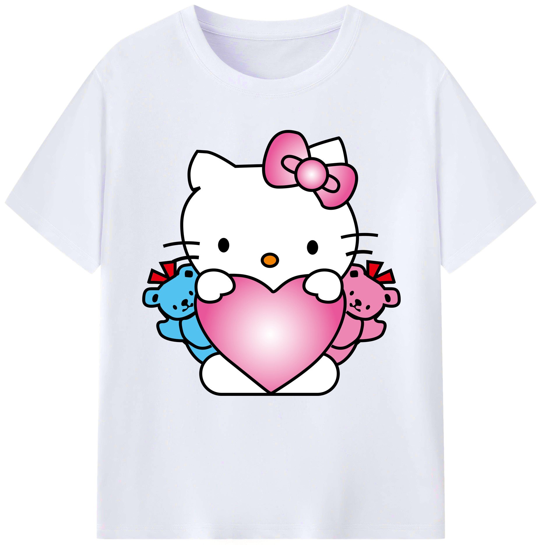（画像用） Hello Kitty ハローキティ レディースカジュアルプリントTシャツ（綿100％）