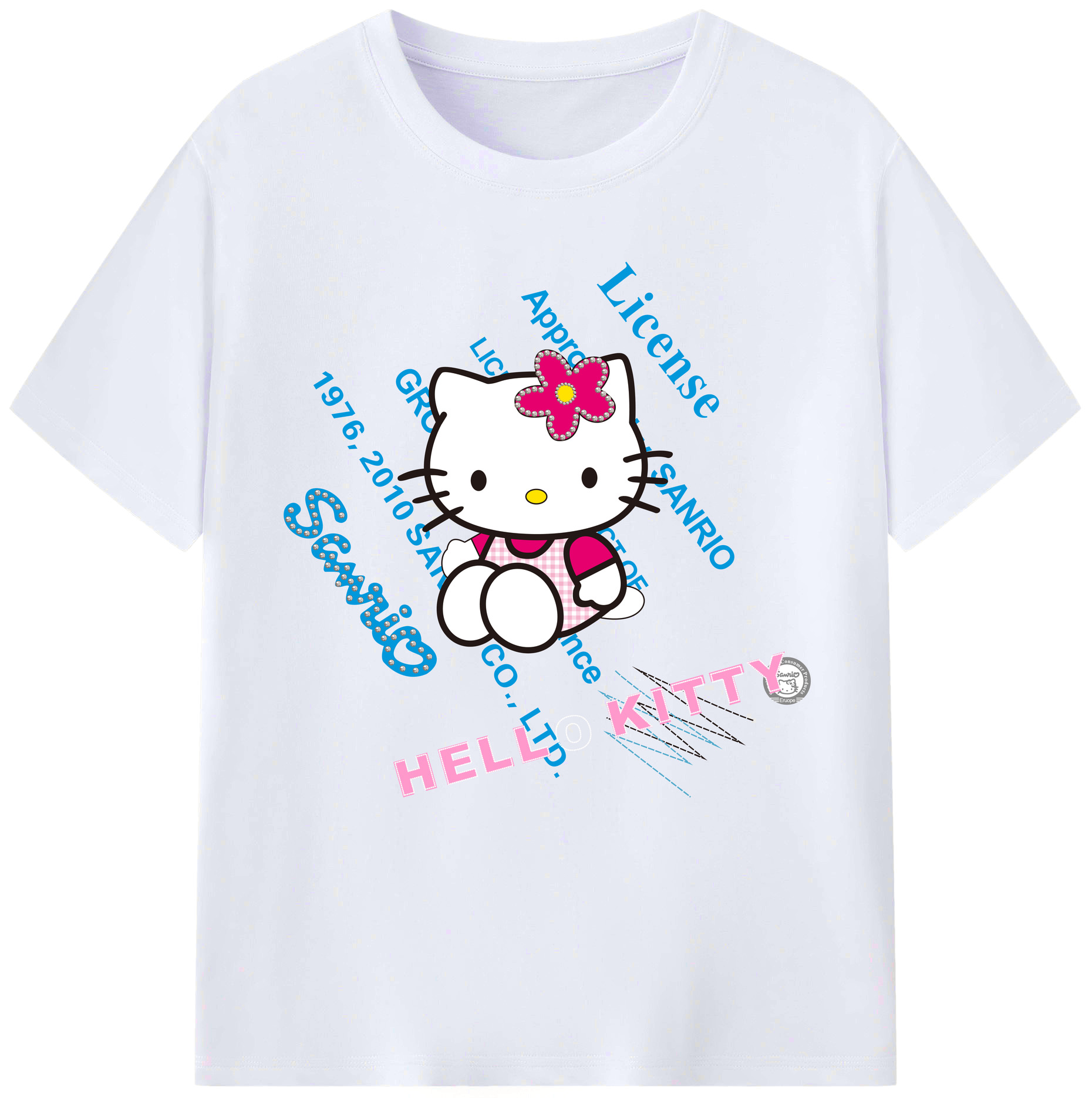 （画像用） Hello Kitty ハローキティ レディースカジュアルプリントTシャツ（綿100％）