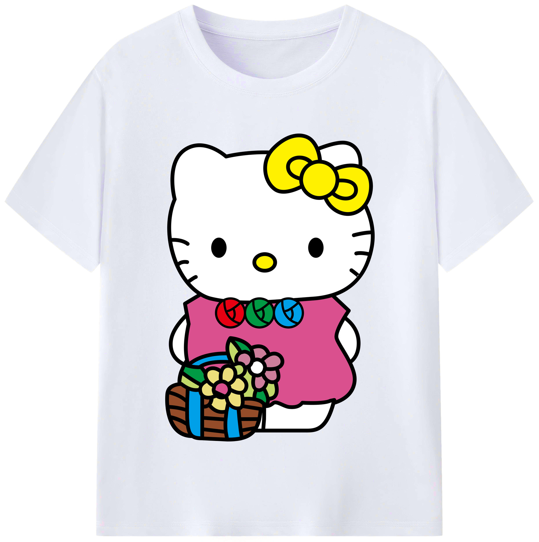 （画像用） Hello Kitty ハローキティ レディースカジュアルプリントTシャツ（綿100％）