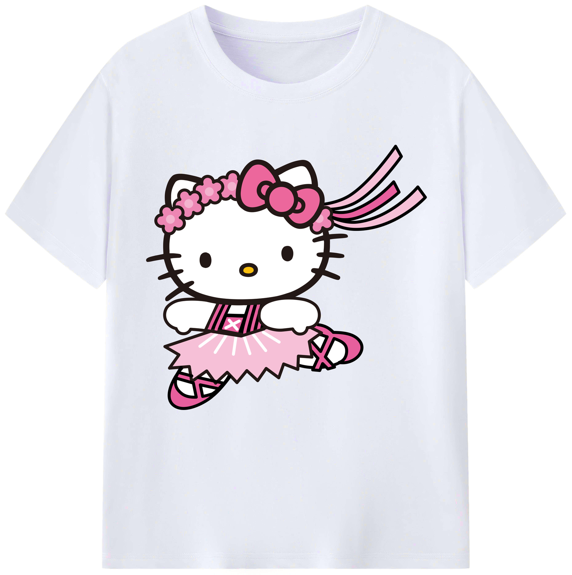 （画像用） Hello Kitty ハローキティ レディースカジュアルプリントTシャツ（綿100％）