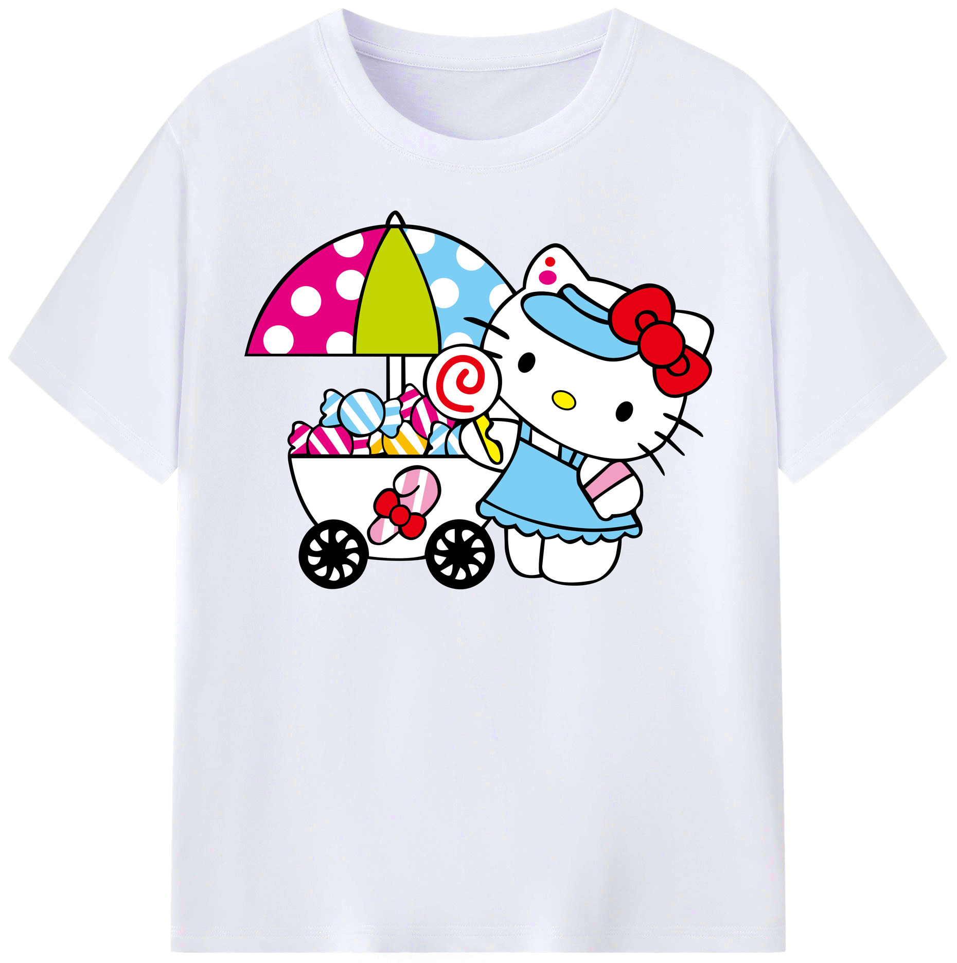 （画像用） Hello Kitty ハローキティ レディースカジュアルプリントTシャツ（綿100％）