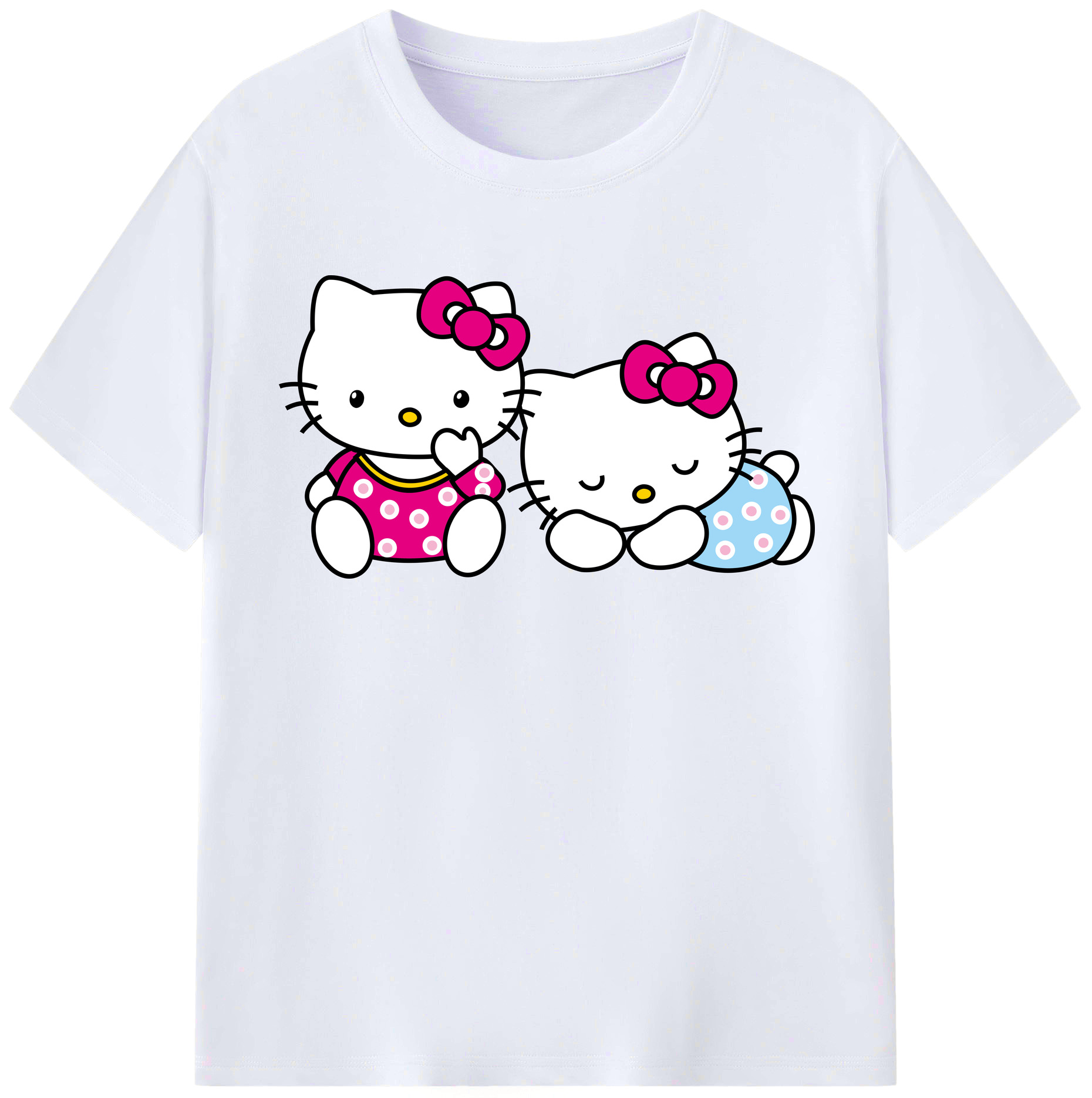 （画像用） Hello Kitty ハローキティ レディースカジュアルプリントTシャツ（綿100％）