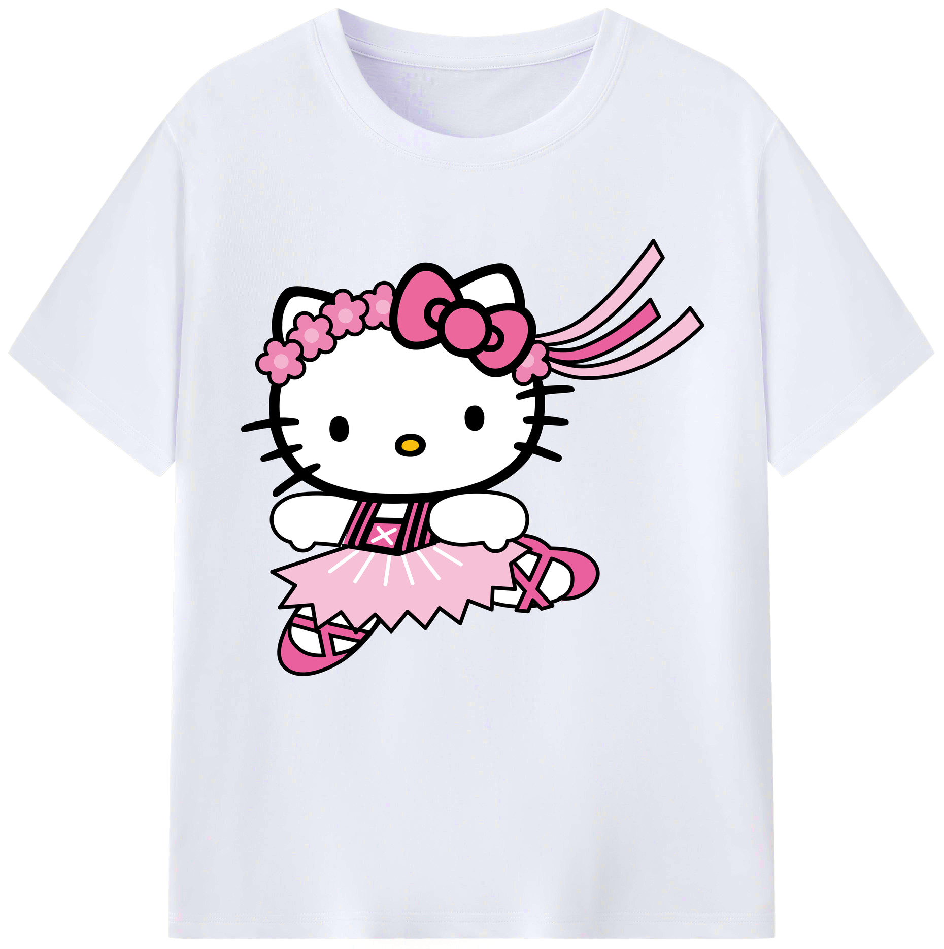 （画像用） Hello Kitty ハローキティ レディースカジュアルプリントTシャツ（綿100％）