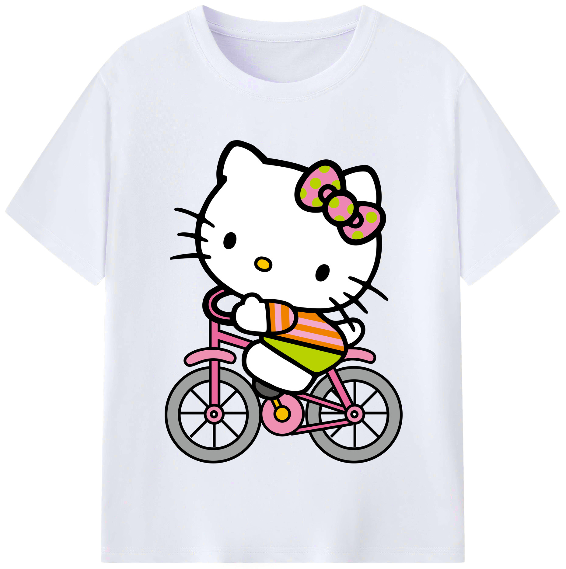 （画像用） Hello Kitty ハローキティ レディースカジュアルプリントTシャツ（綿100％）
