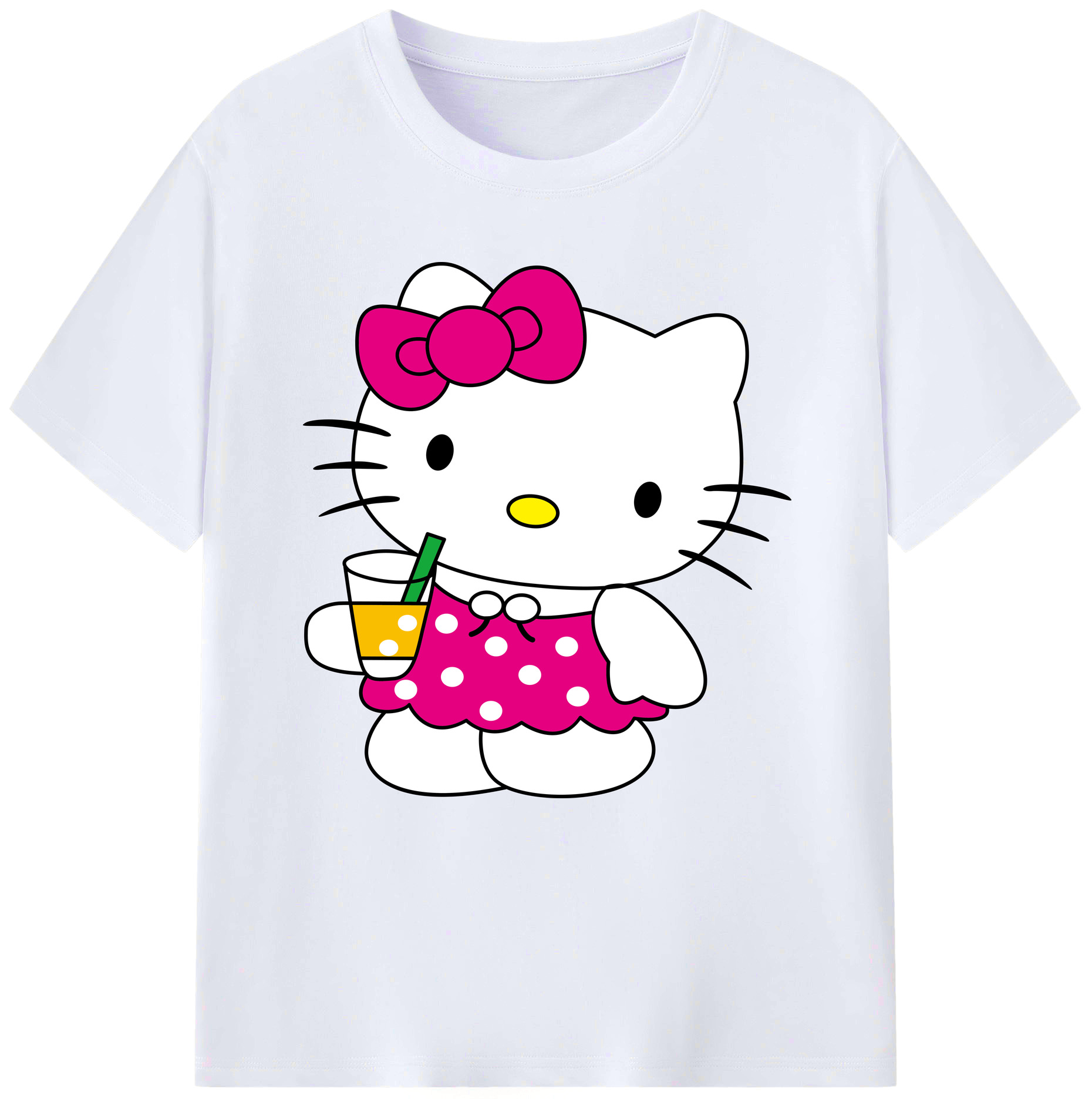 （画像用） Hello Kitty ハローキティ レディースカジュアルプリントTシャツ（綿100％）