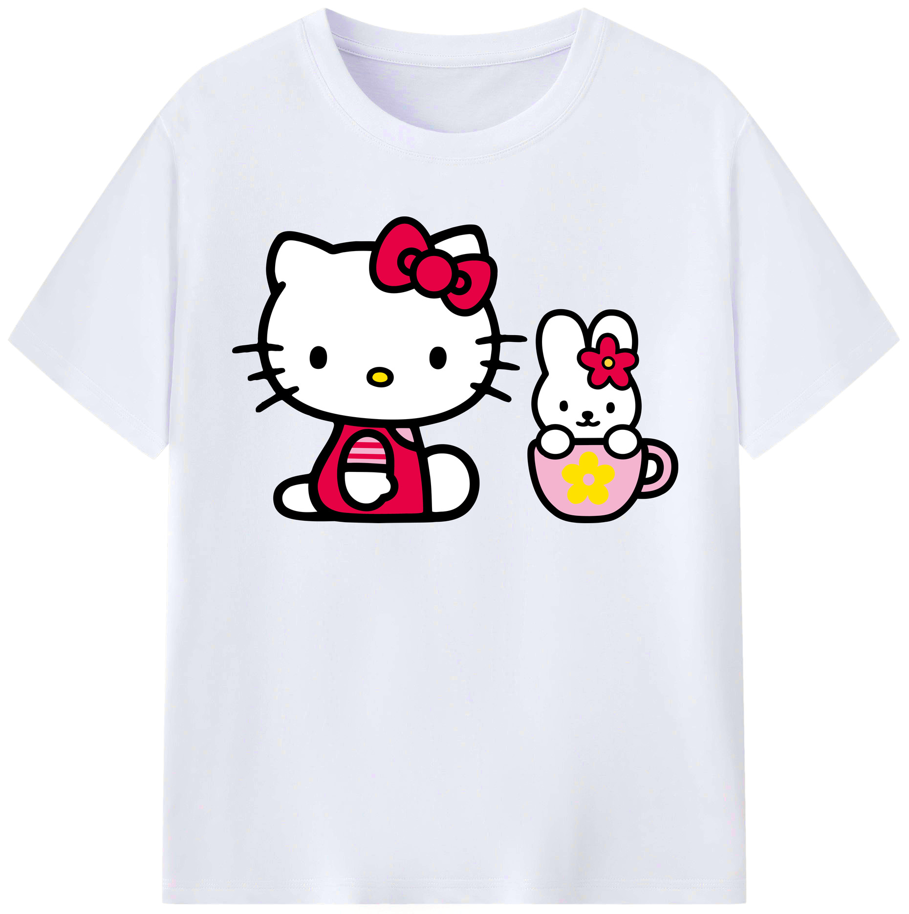 （画像用） Hello Kitty ハローキティ レディースカジュアルプリントTシャツ（綿100％）