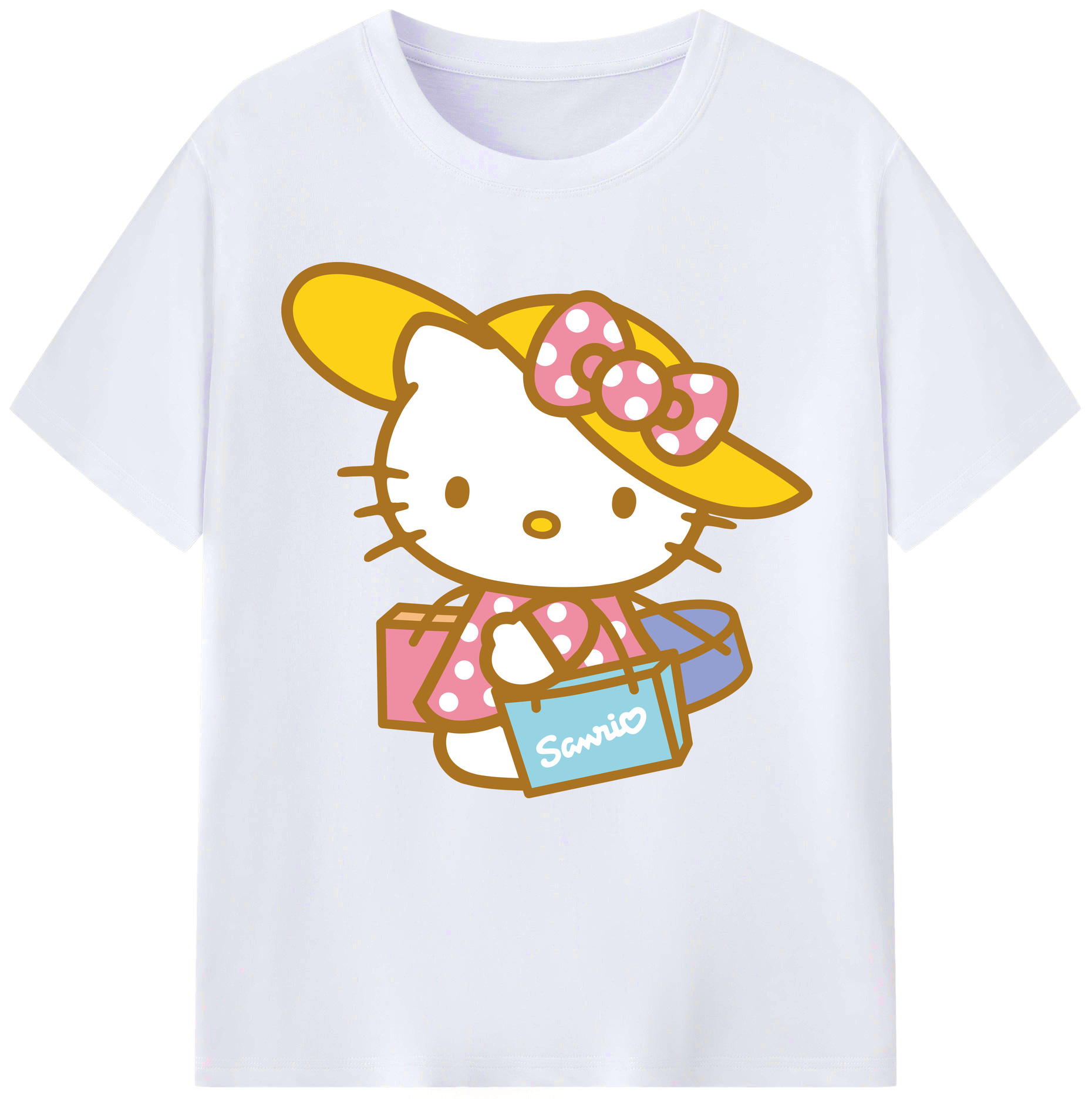 （画像用） Hello Kitty ハローキティ レディースカジュアルプリントTシャツ（綿100％）