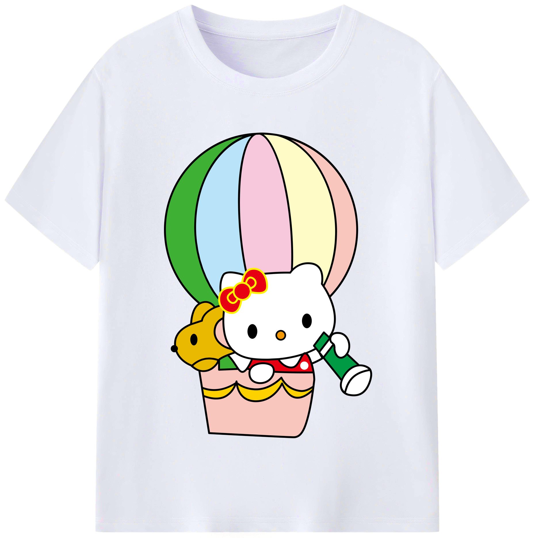 （画像用） Hello Kitty ハローキティ レディースカジュアルプリントTシャツ（綿100％）