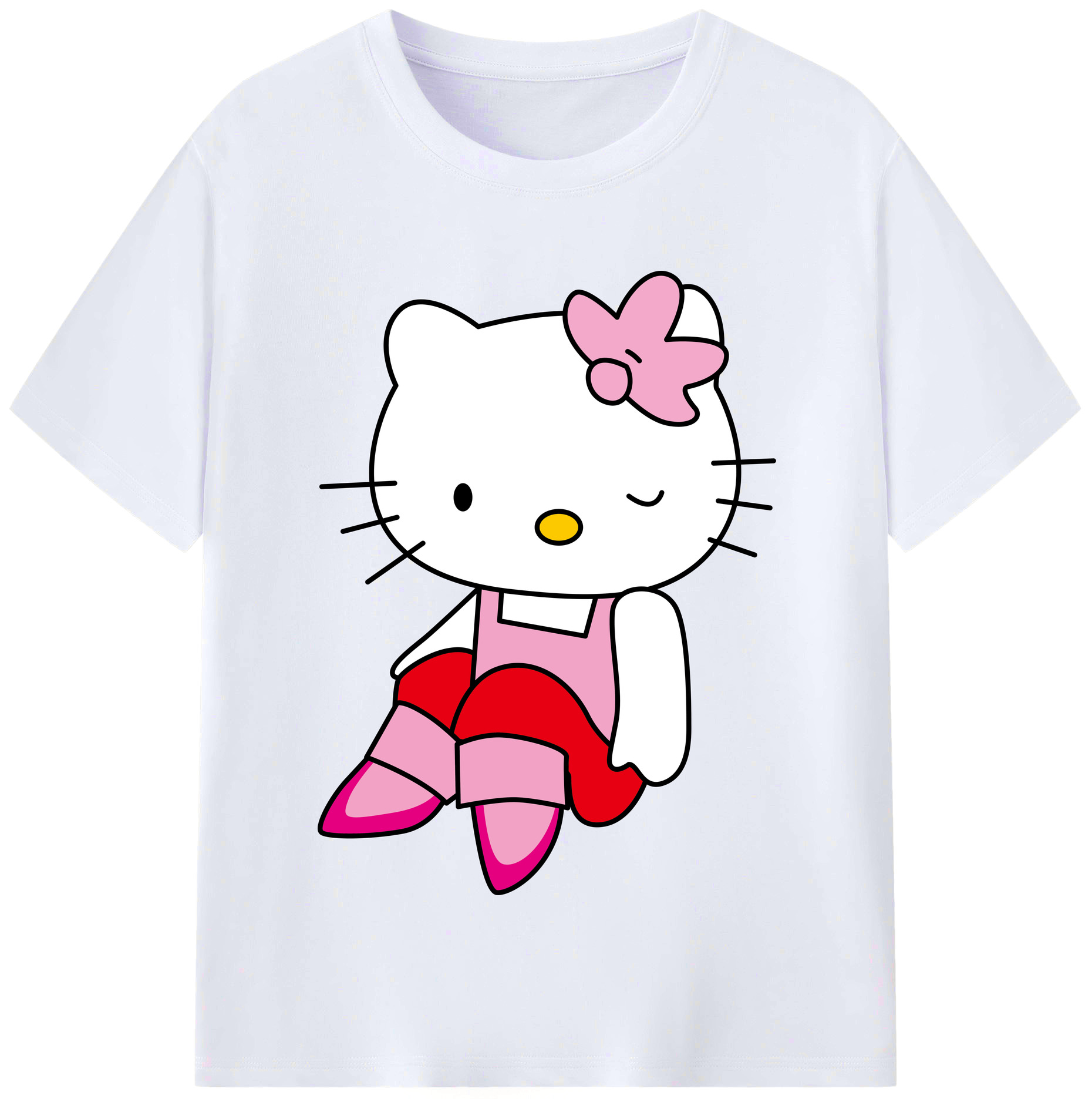 （画像用） Hello Kitty ハローキティ レディースカジュアルプリントTシャツ（綿100％）