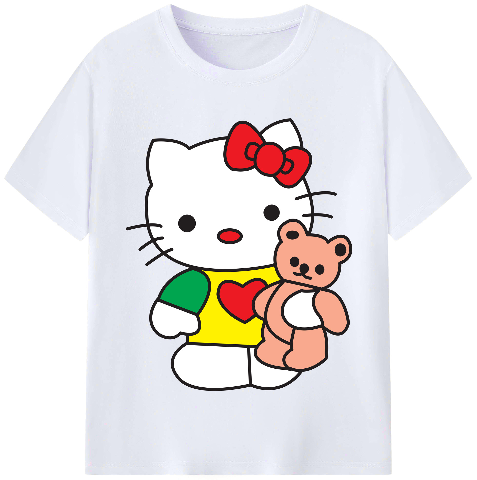 （画像用） Hello Kitty ハローキティ レディースカジュアルプリントTシャツ（綿100％）