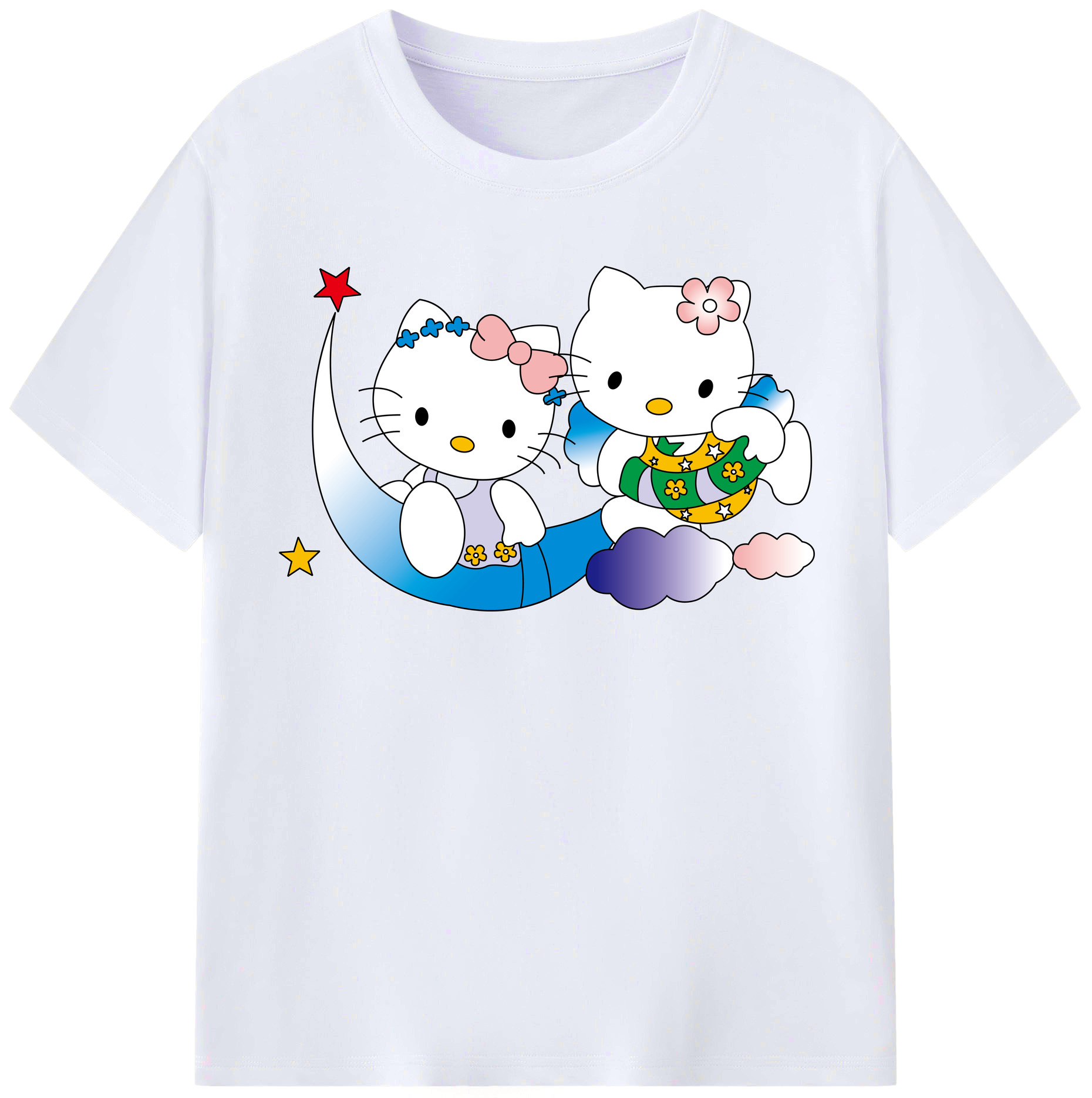 （画像用） Hello Kitty ハローキティ レディースカジュアルプリントTシャツ（綿100％）