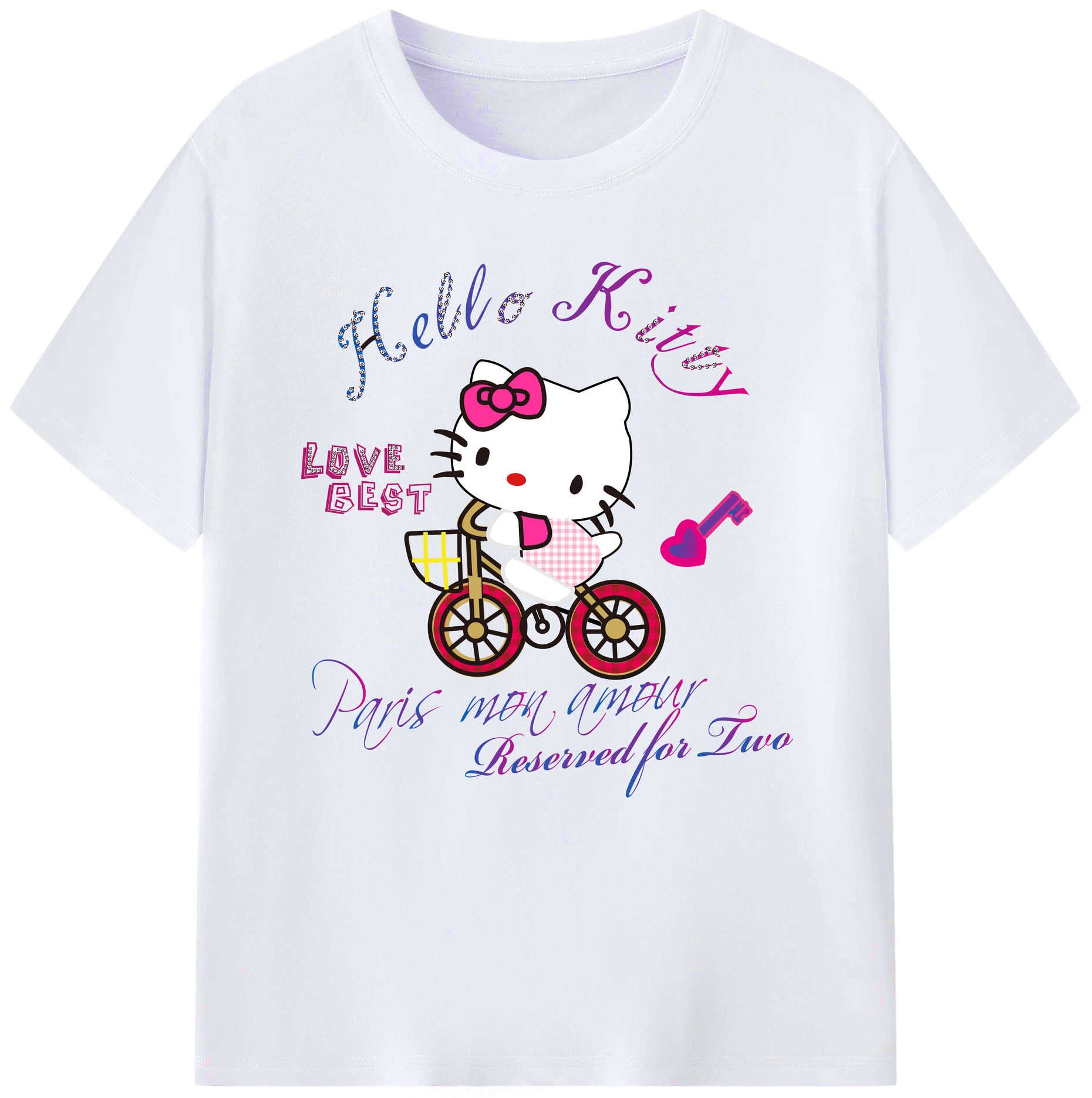 （画像用） Hello Kitty ハローキティ レディースカジュアルプリントTシャツ（綿100％）