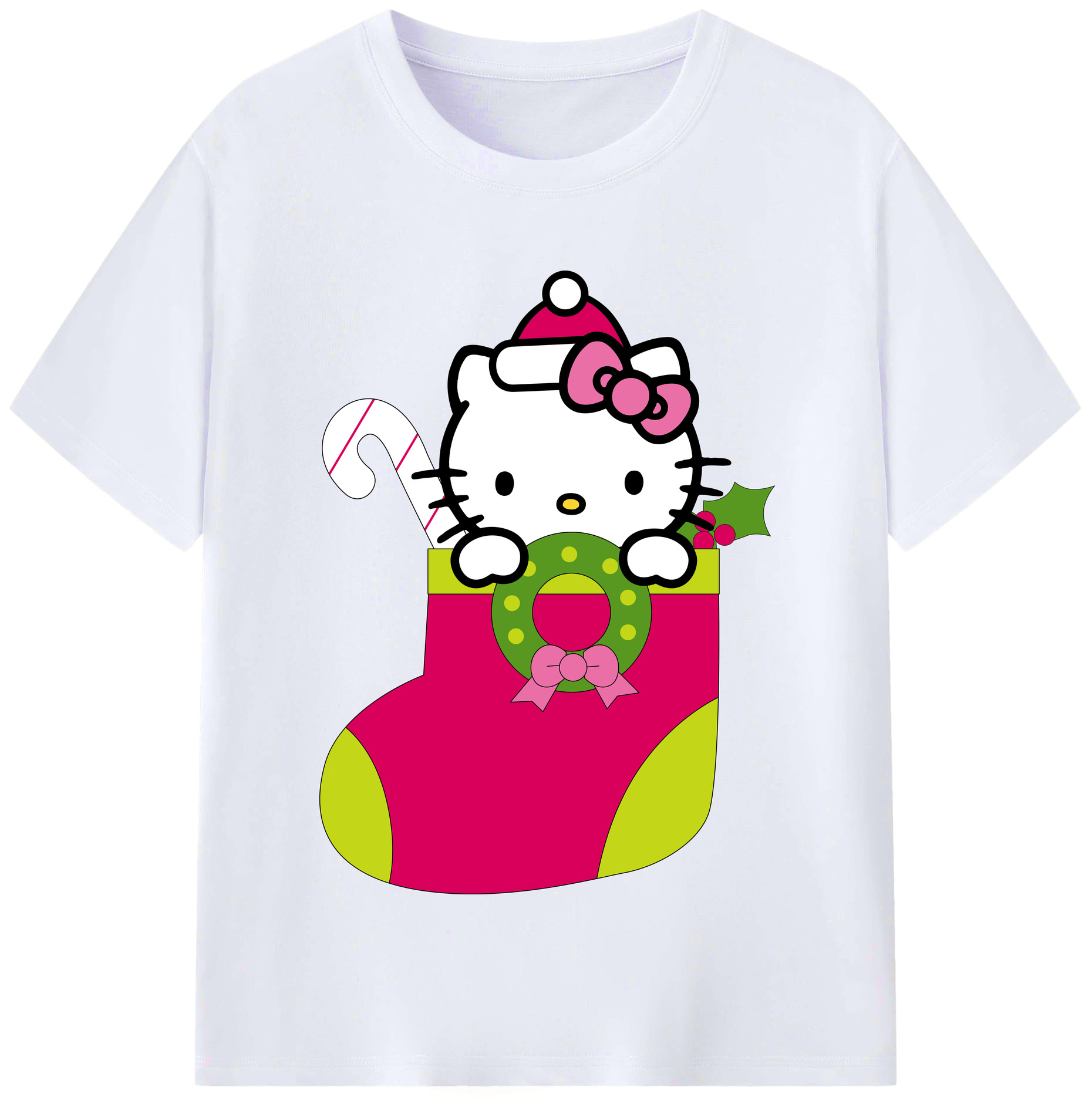 （画像用） Hello Kitty ハローキティ レディースカジュアルプリントTシャツ（綿100％）
