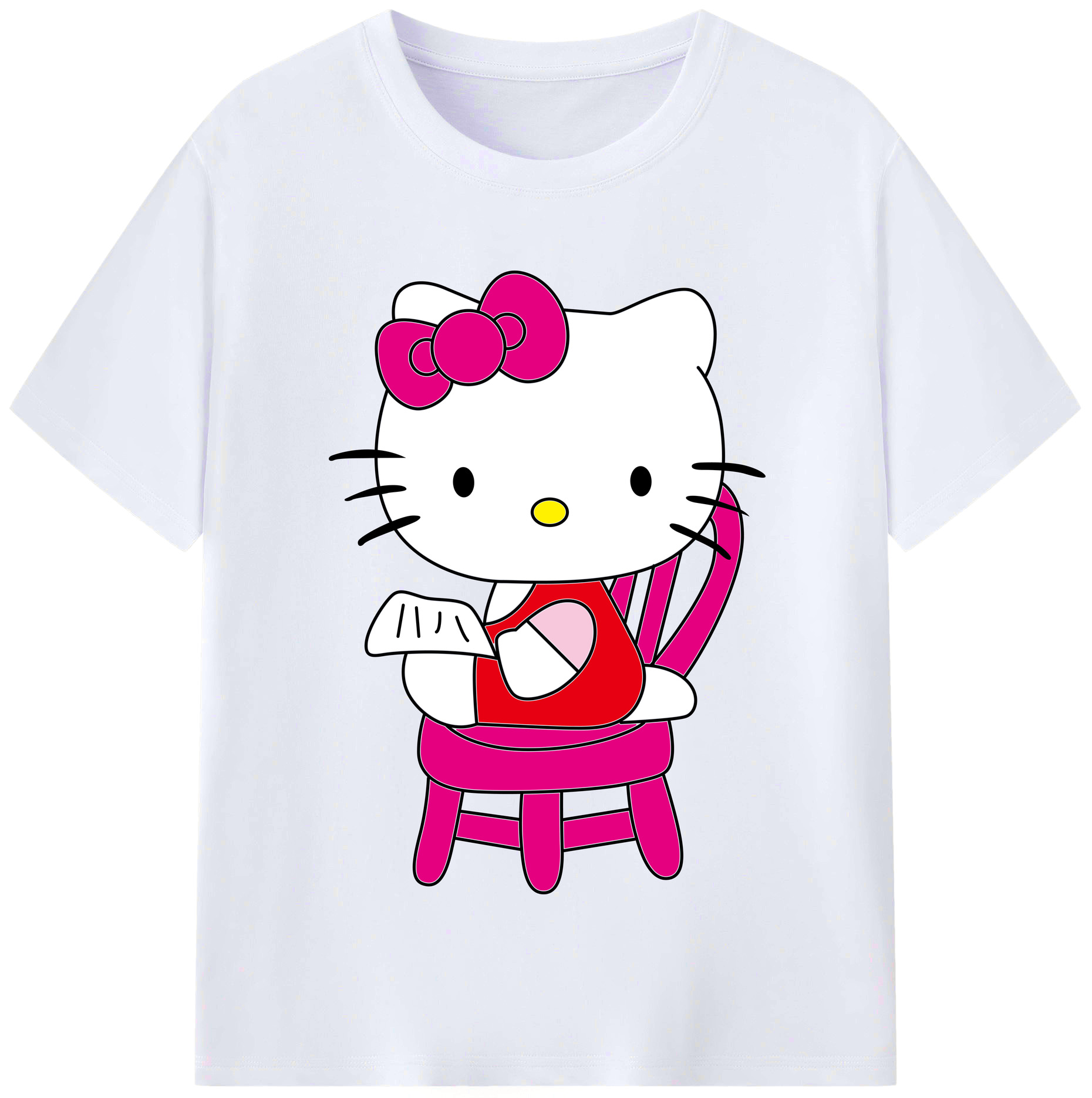（画像用） Hello Kitty ハローキティ レディースカジュアルプリントTシャツ（綿100％）