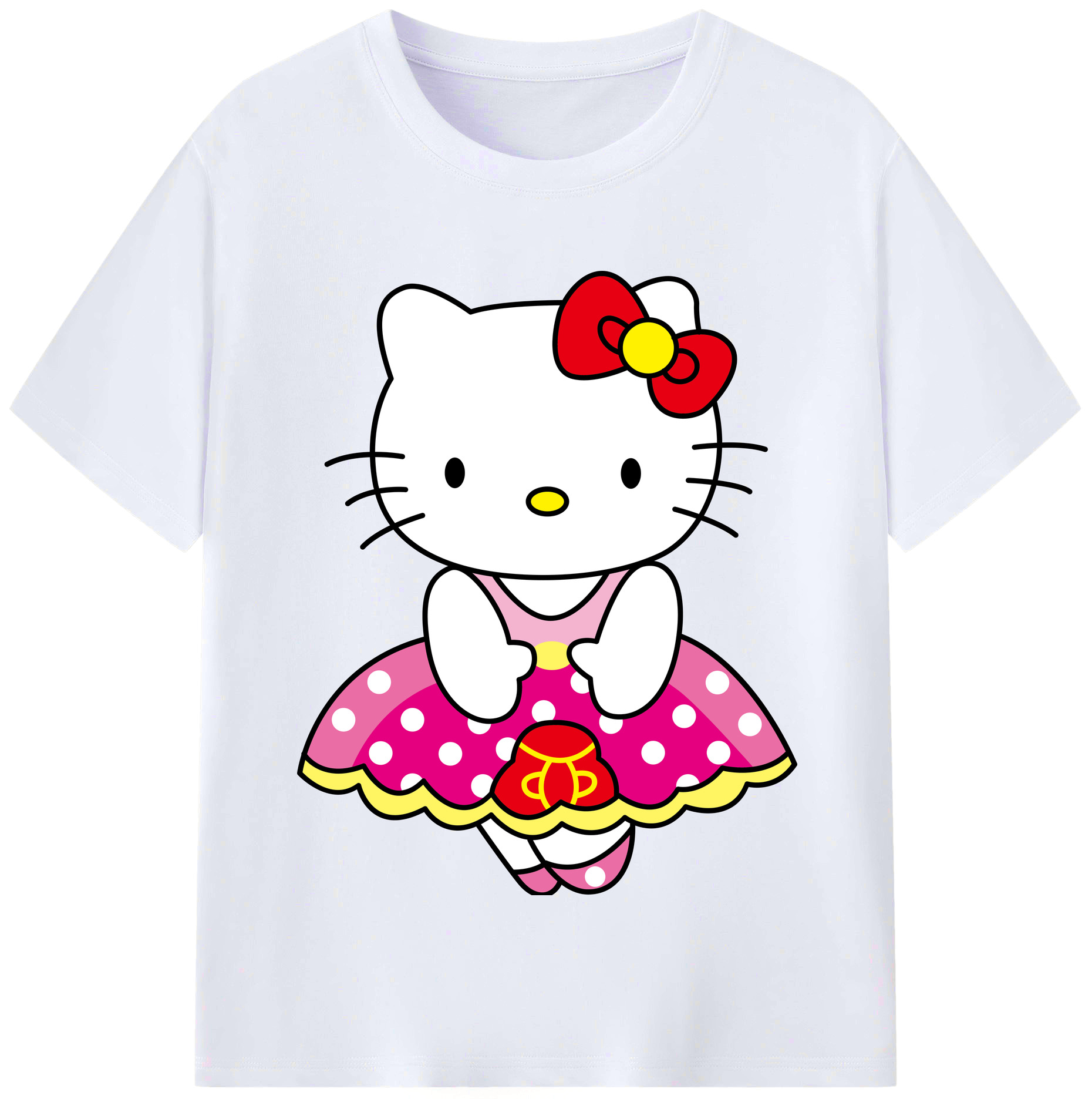 （画像用） Hello Kitty ハローキティ レディースカジュアルプリントTシャツ（綿100％）