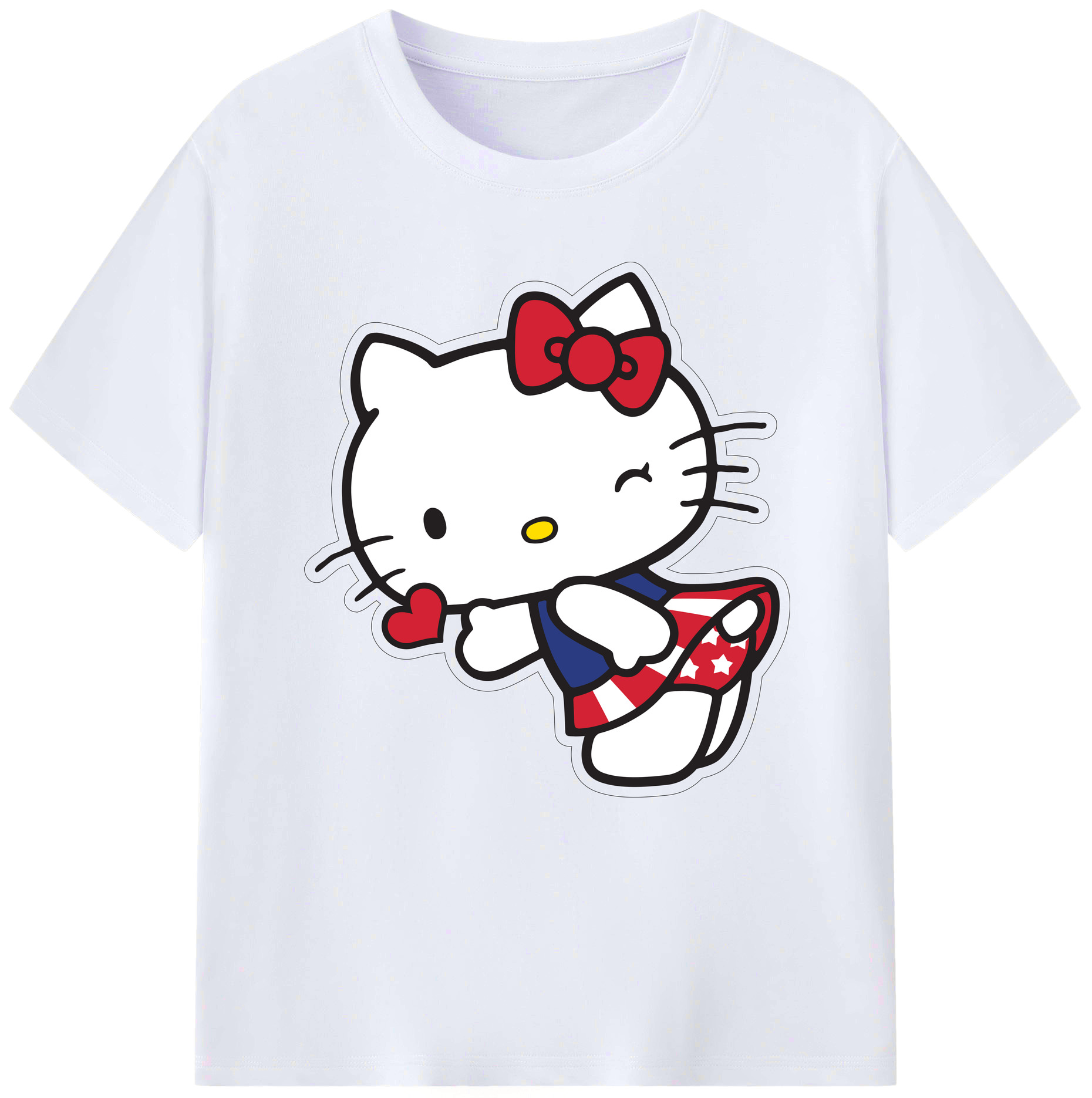 （画像用） Hello Kitty ハローキティ レディースカジュアルプリントTシャツ（綿100％）