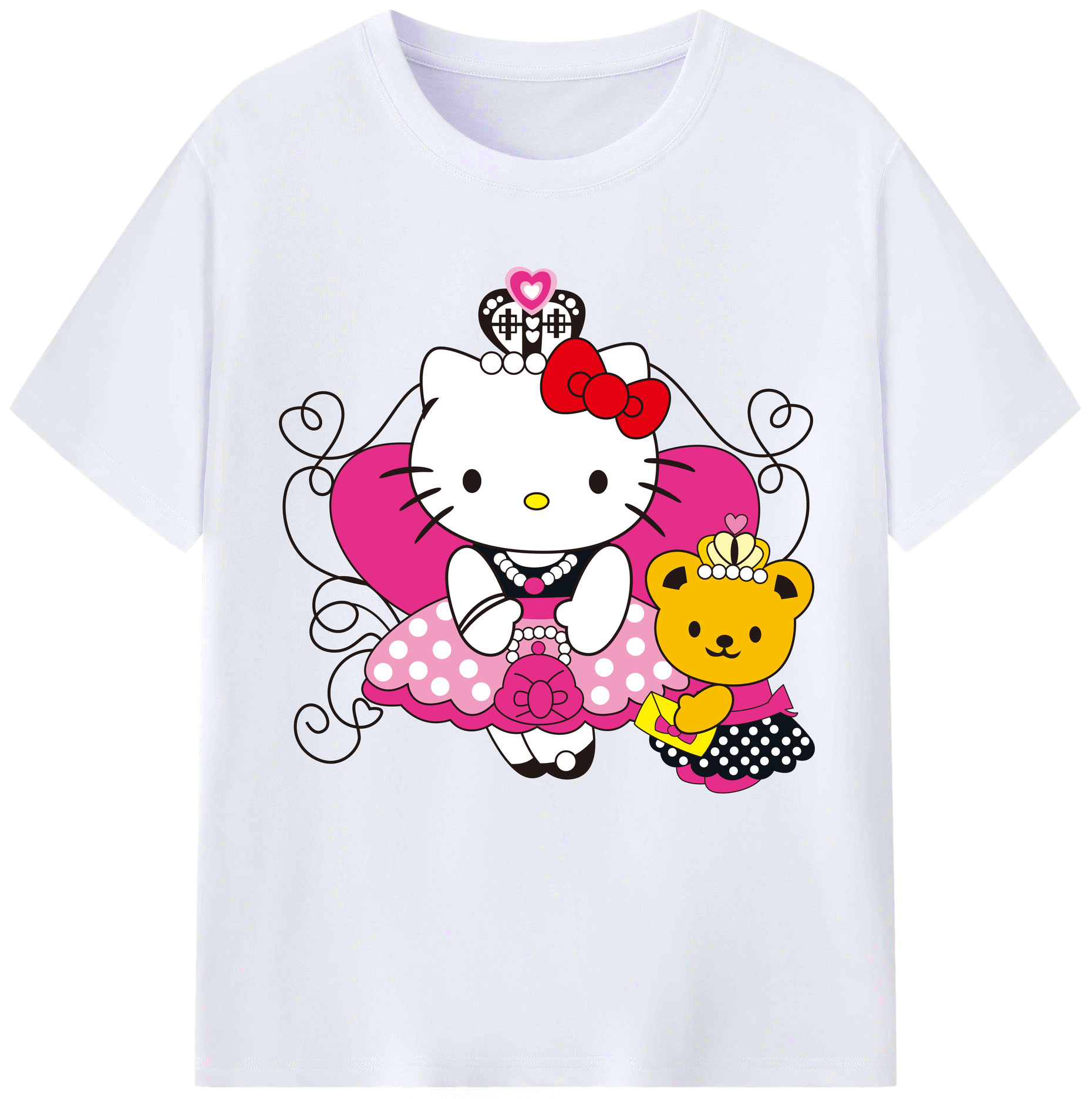 （画像用） Hello Kitty ハローキティ レディースカジュアルプリントTシャツ（綿100％）