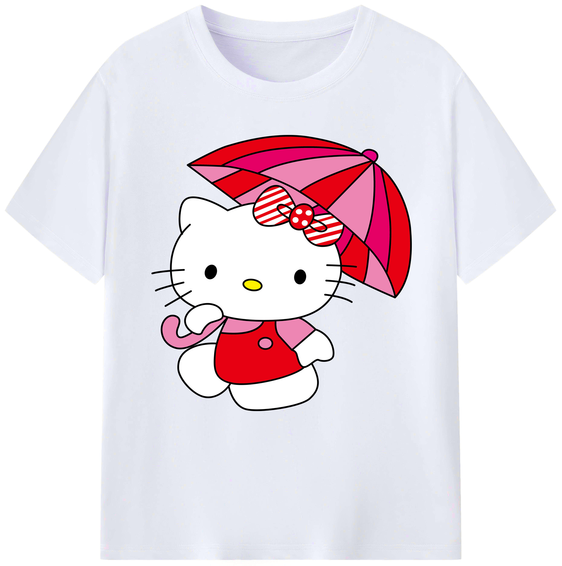 （画像用） Hello Kitty ハローキティ レディースカジュアルプリントTシャツ（綿100％）