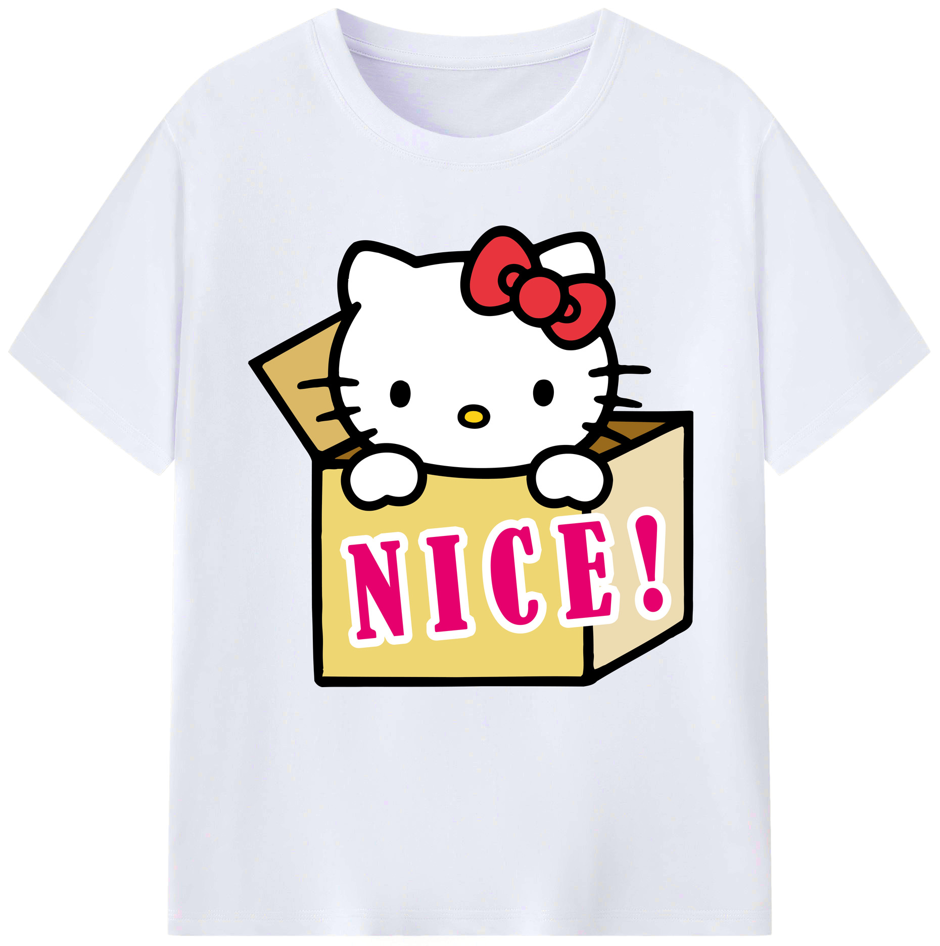 （画像用） Hello Kitty ハローキティ レディースカジュアルプリントTシャツ（綿100％）