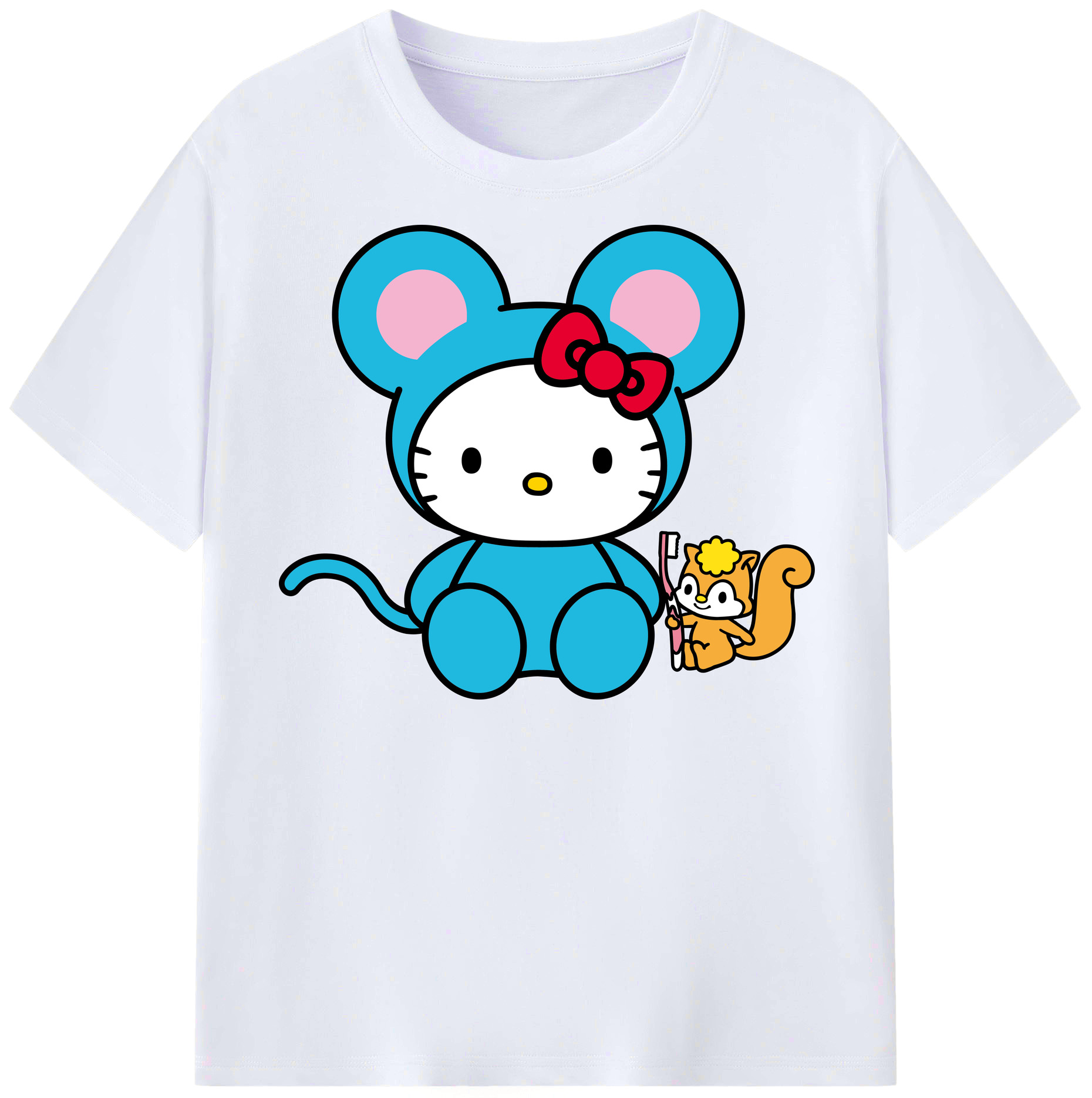 （画像用） Hello Kitty ハローキティ レディースカジュアルプリントTシャツ（綿100％）