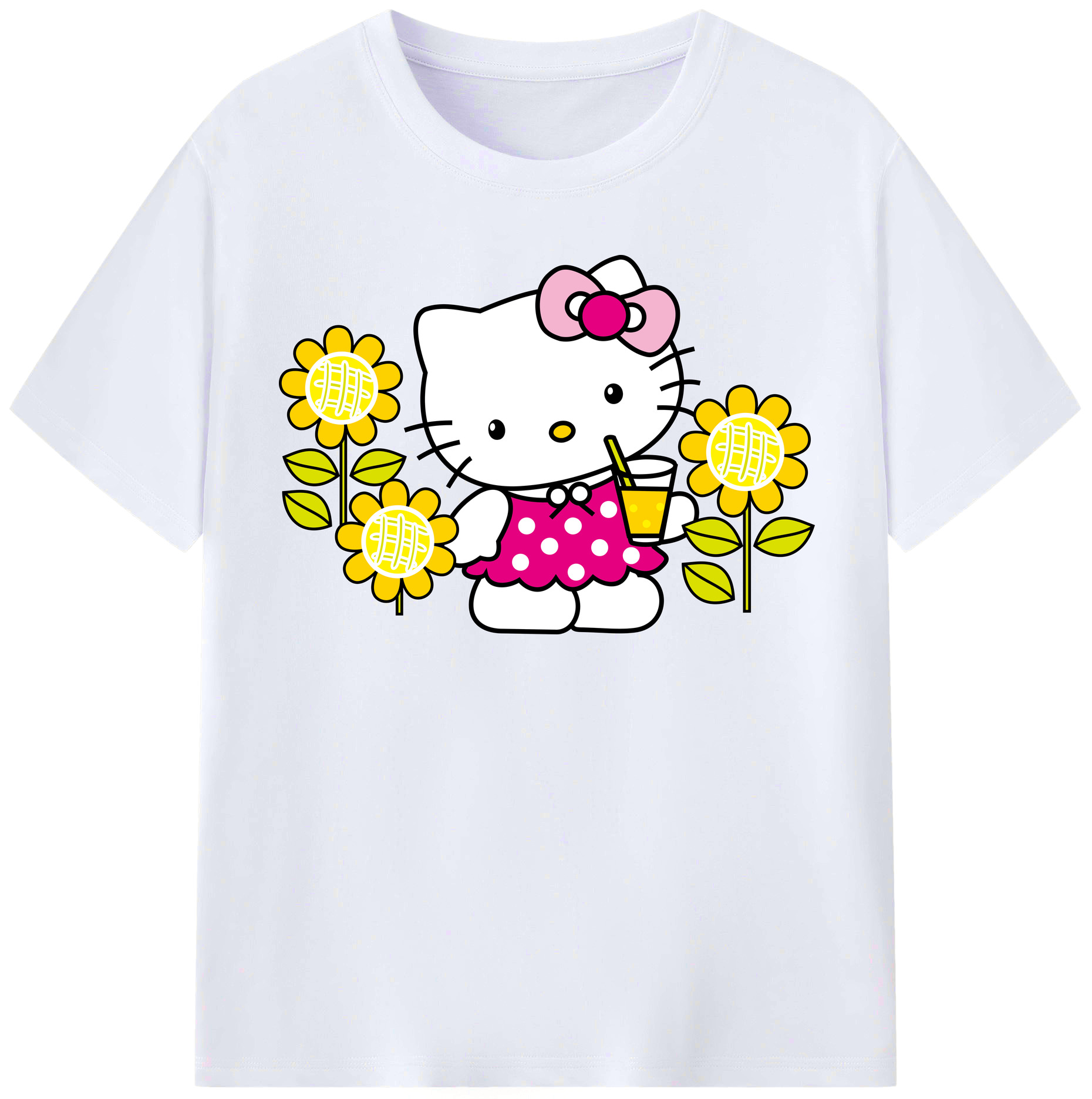 （画像用） Hello Kitty ハローキティ レディースカジュアルプリントTシャツ（綿100％）