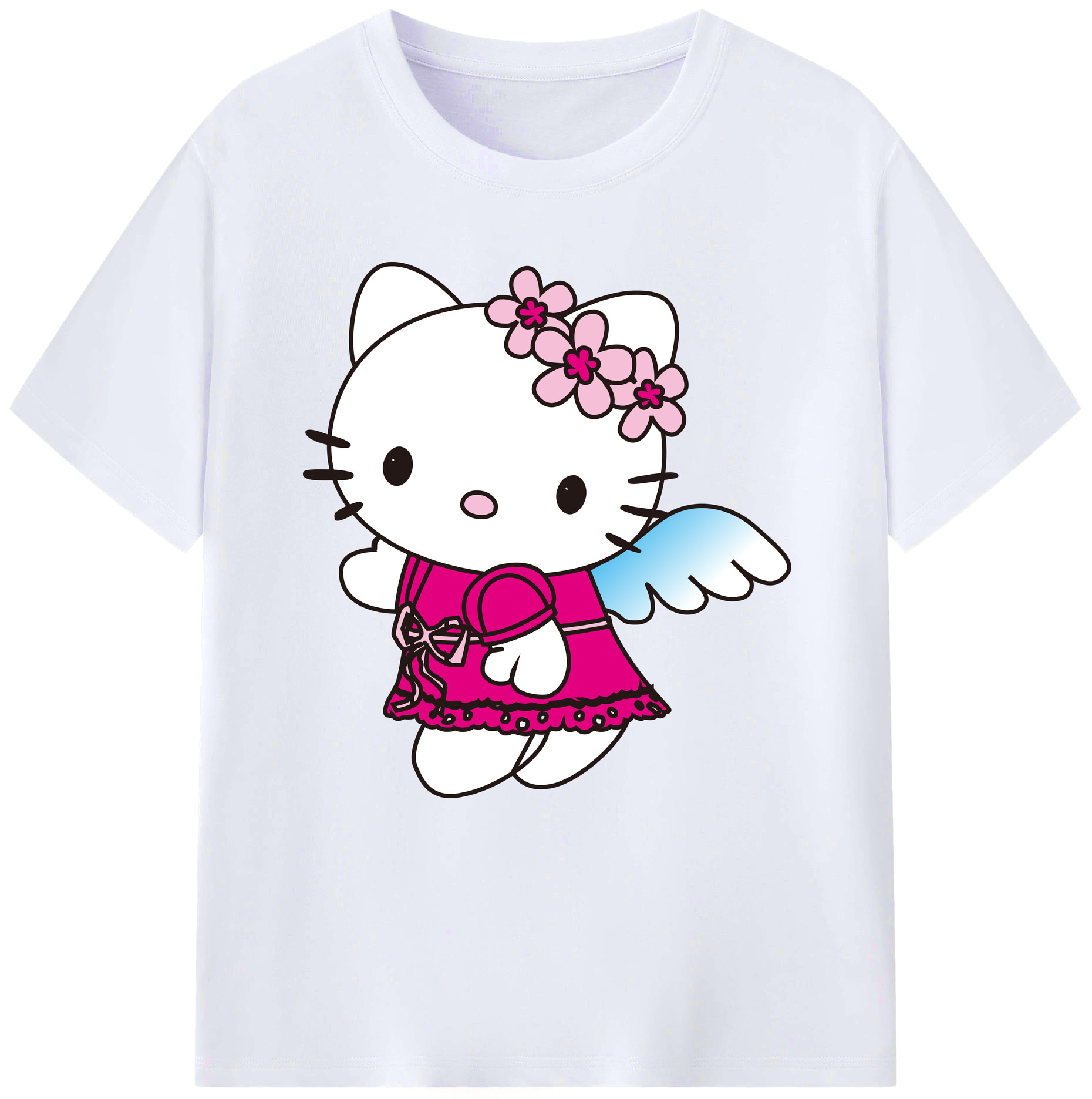 （画像用） Hello Kitty ハローキティ レディースカジュアルプリントTシャツ（綿100％）