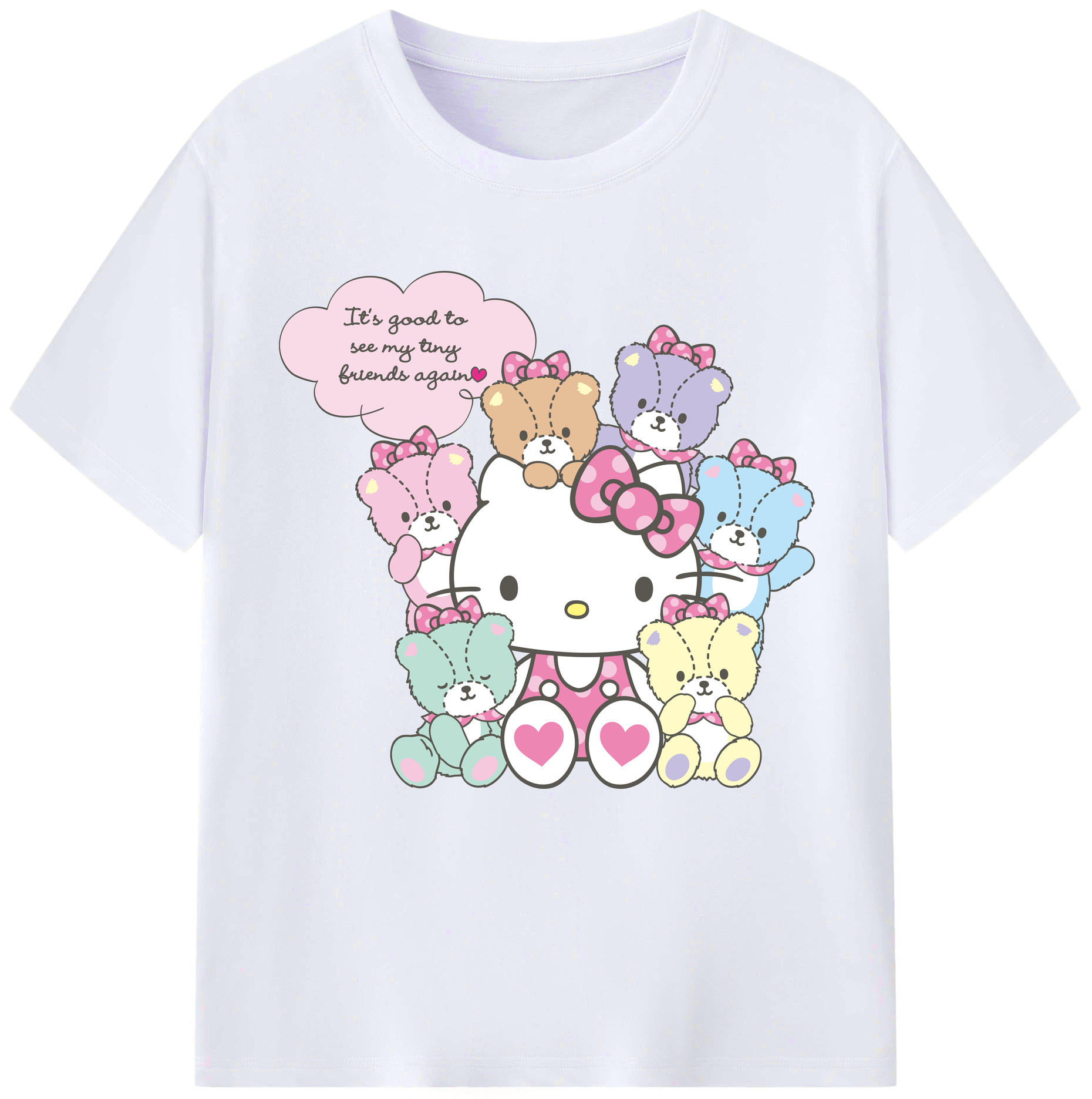 （画像用） Hello Kitty ハローキティ レディースカジュアルプリントTシャツ（綿100％）