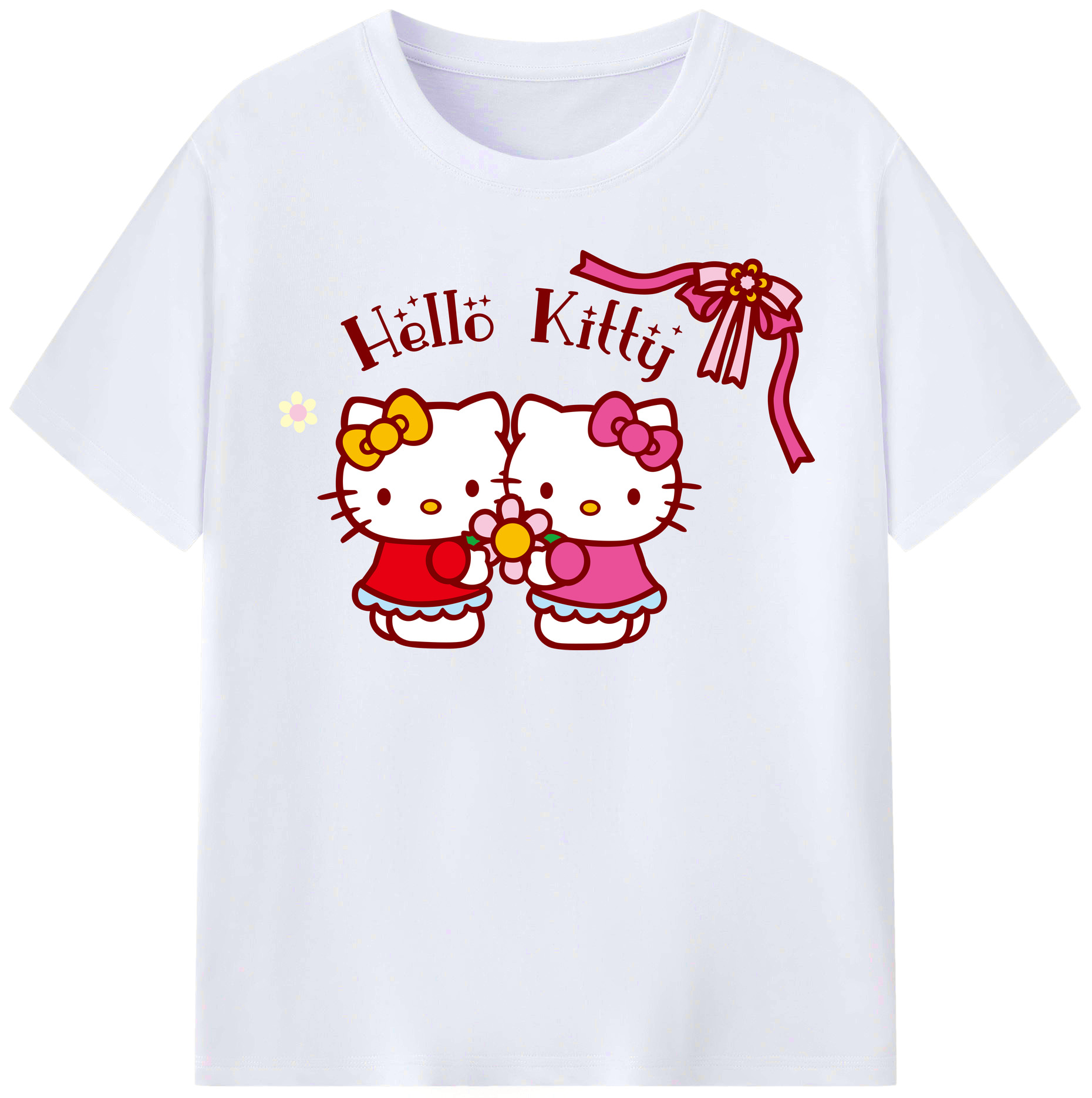 （画像用） Hello Kitty ハローキティ レディースカジュアルプリントTシャツ（綿100％）